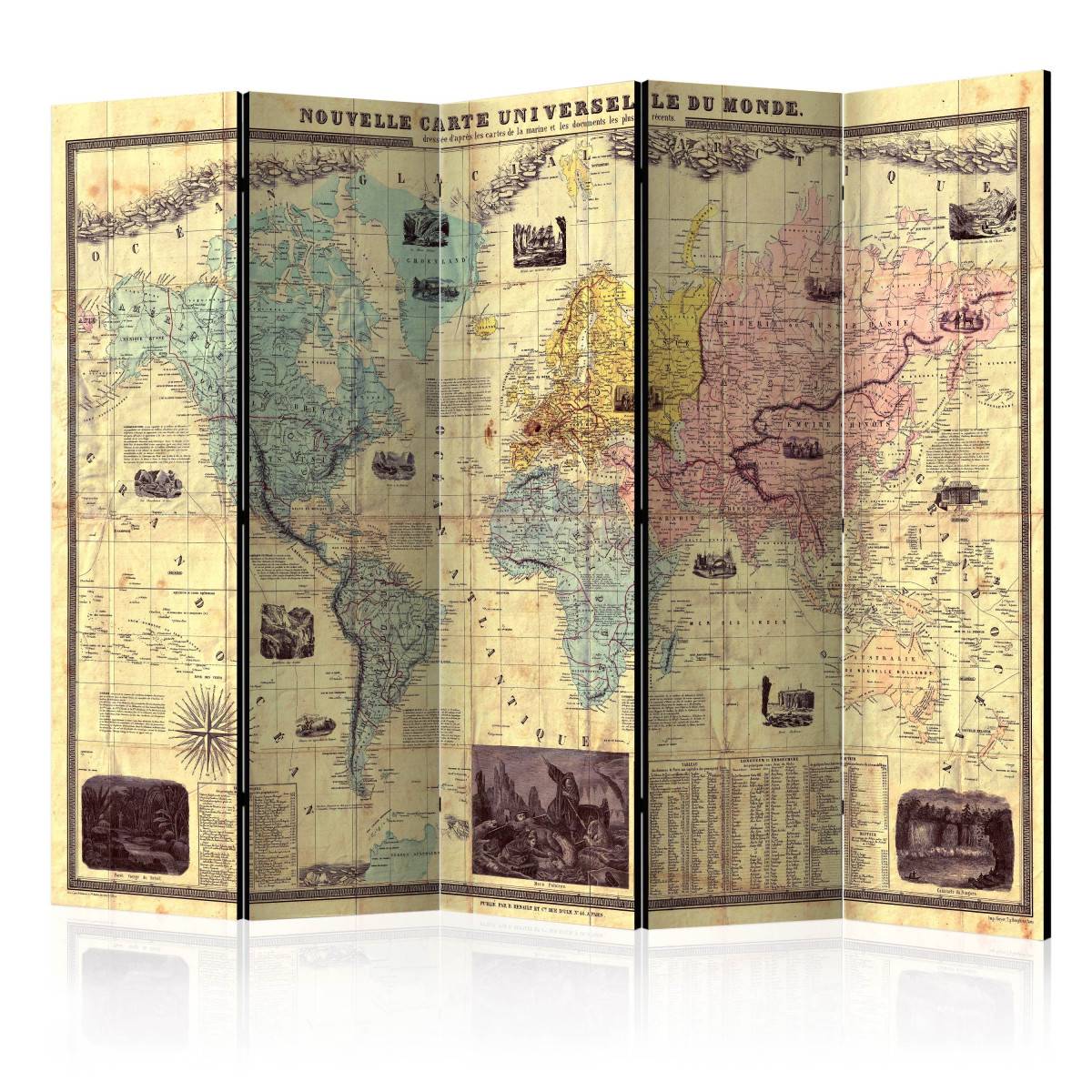 Paravent 5 Volets "Nouvelle Carte du Monde" 172x225cm - Imagen 1
