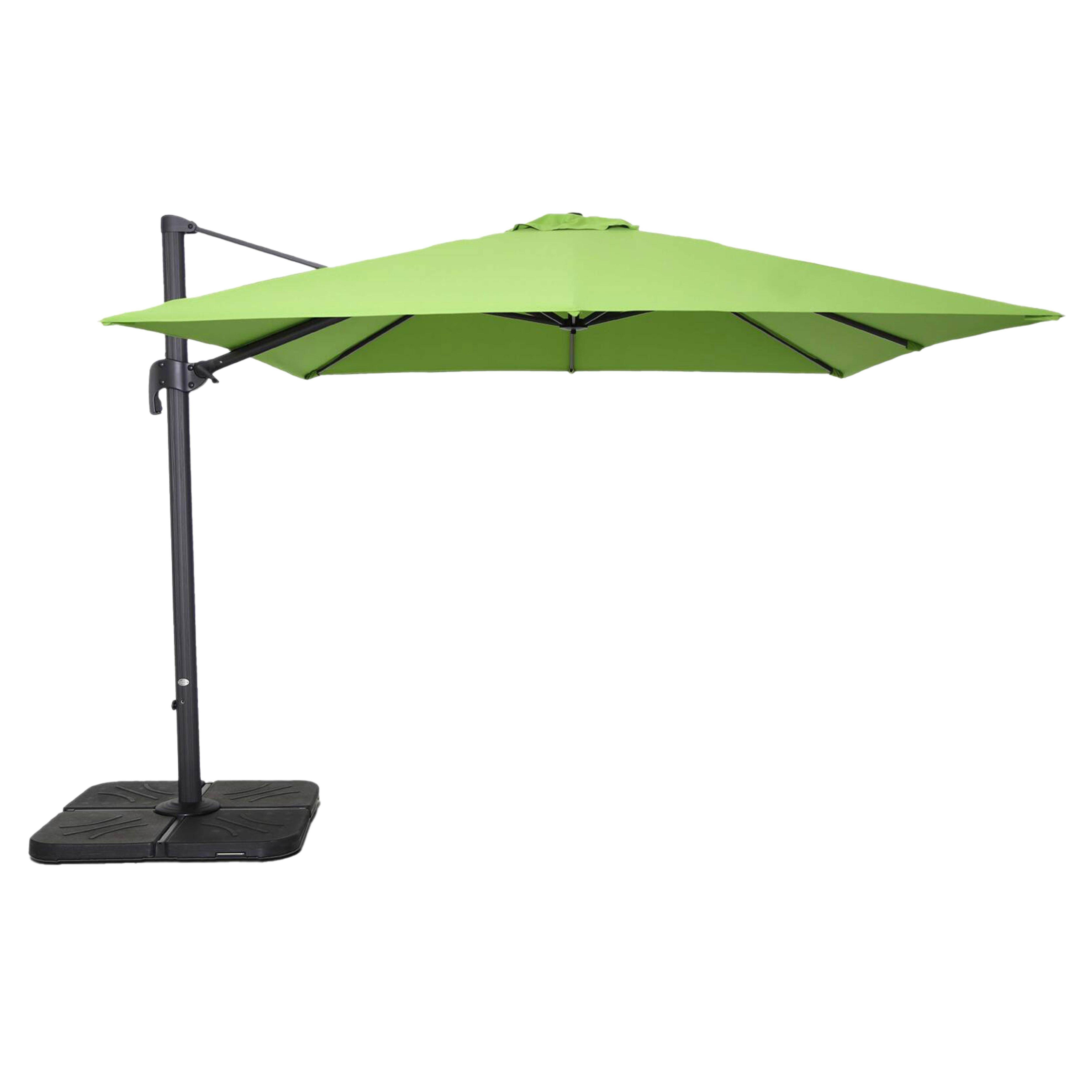Oviala - Parasol déporté inclinable rotatif 3x3m et 4 dalles à remplir alu vert Malaga - Oviala - Imagen 1