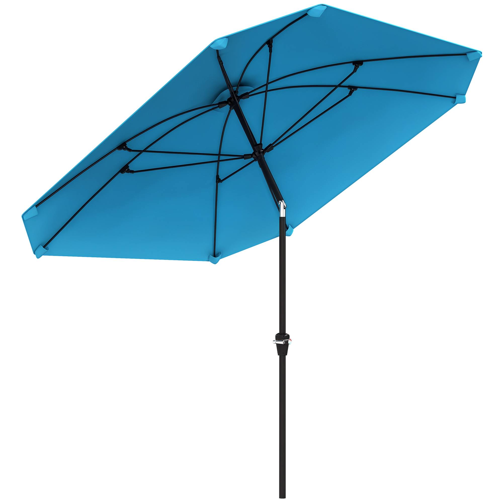Parasol de jardin 233 x 233 cm, angle réglable, étanche, mât en aluminium, baleines en fibre de verre, manivelle, bleu - Image 1