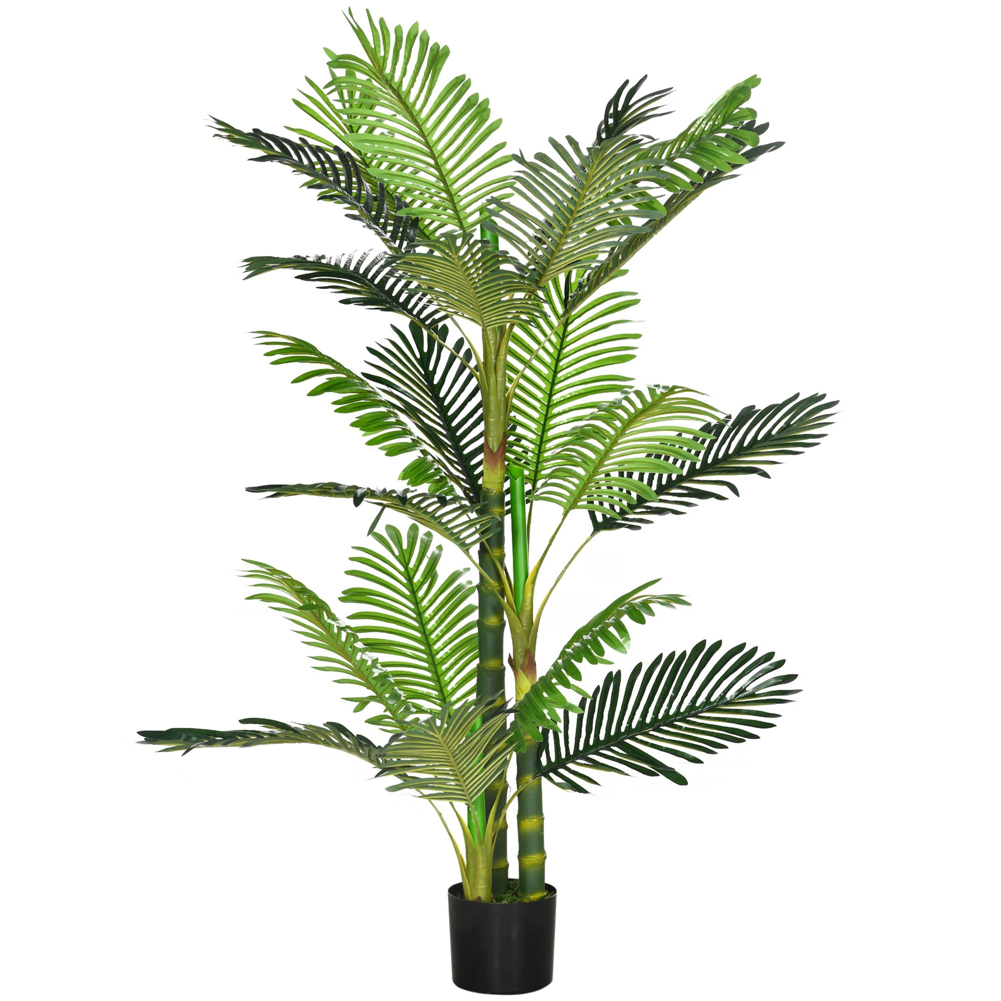 Plante Artificielle Palme Plastique Intérieur Sans Entretien 150cm Vert - ComfortXL Outdoor Living - Image 1