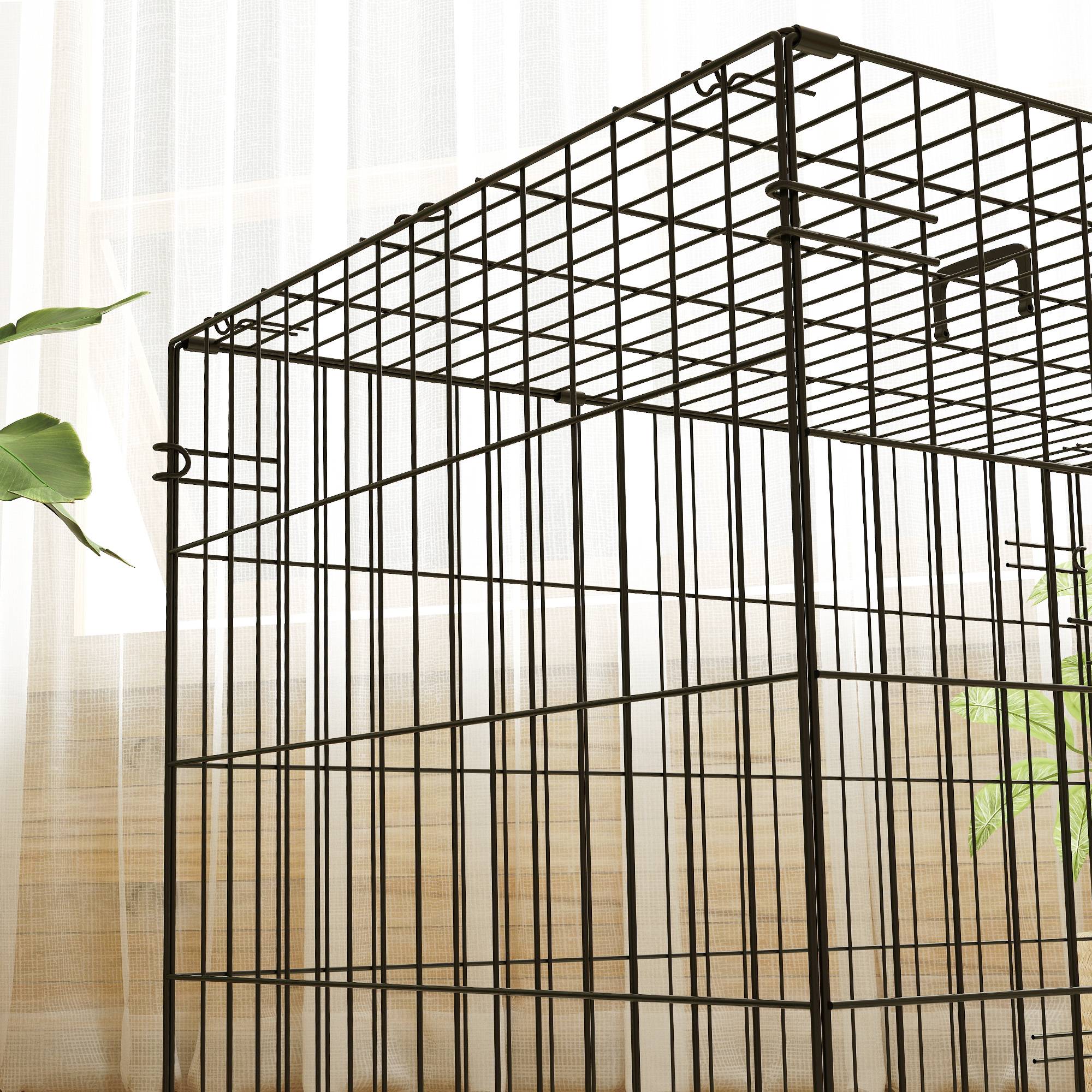 ComfortXL - Cage pliable pour petit chien avec coussin polyester 75 x 48,5 x 53 cm noire transport double porte sécurisée - Image 9