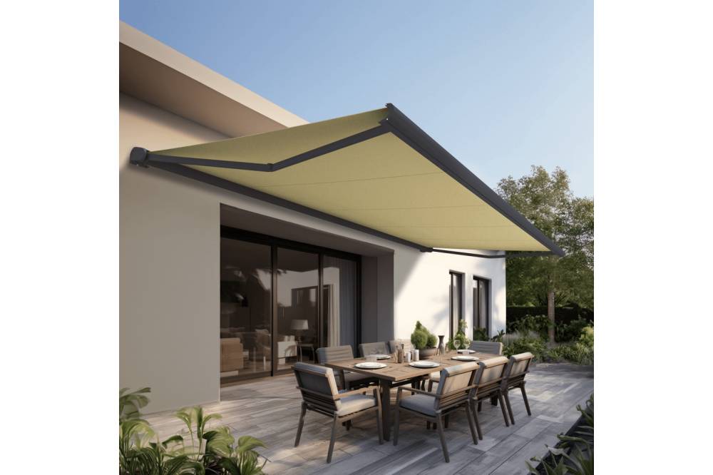 Ombrazur - Store banne Coffre intégral PROTECT 2 Gris Anthracite 5x3,5m Motorisé à télécommande - Toile Ecrue OMBRAZUR - Image 2