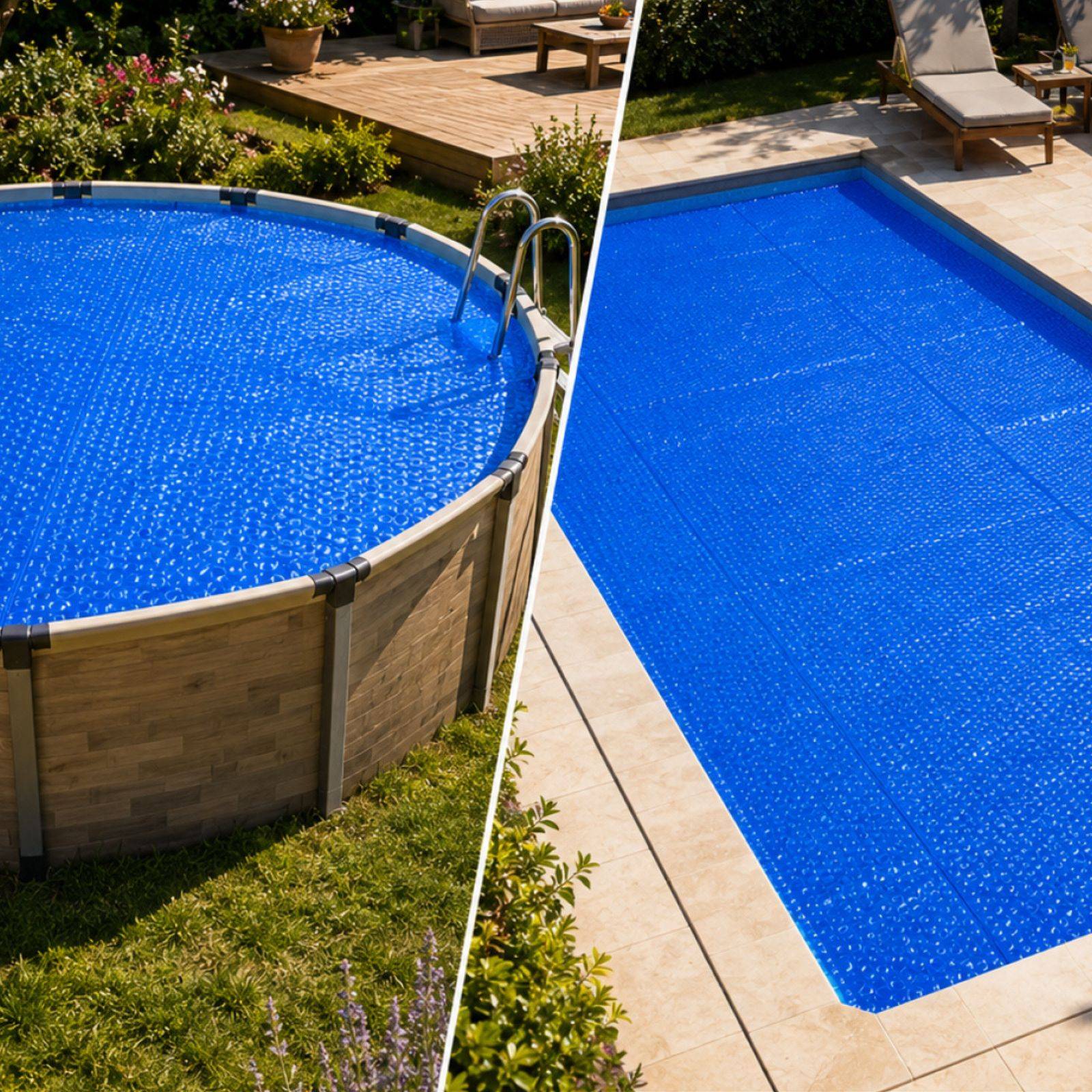 Bâche Solaire Piscine 500 X 300 Rectangulaire 400 Microns Non Bordée Bleu Foncé - Edenea - Image 1