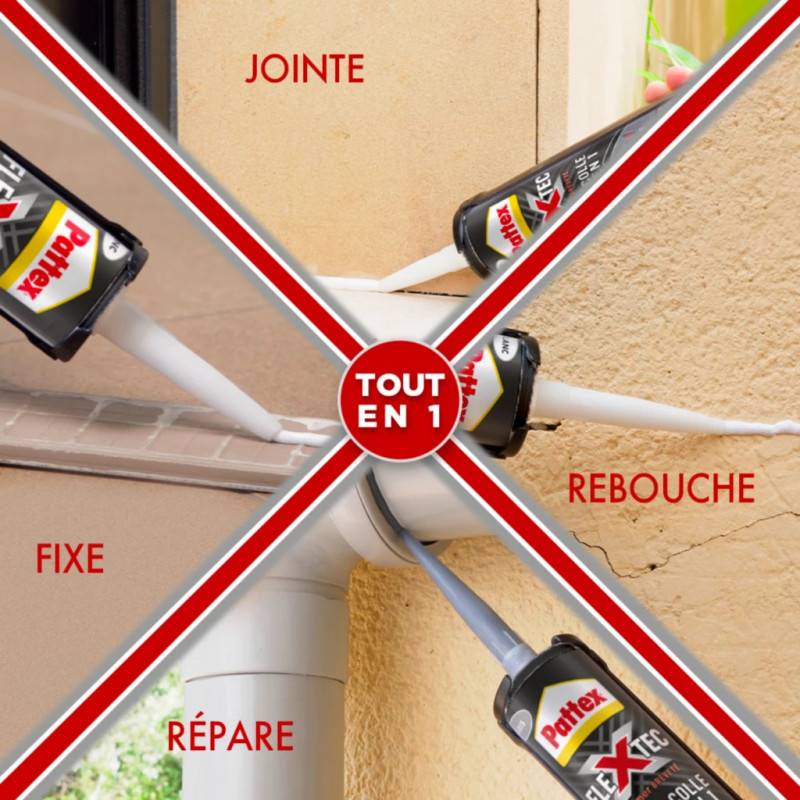 Pattex - Colle mastic Tout en 1 Flextec PATTEX - Teinte: Blanc - Image 4