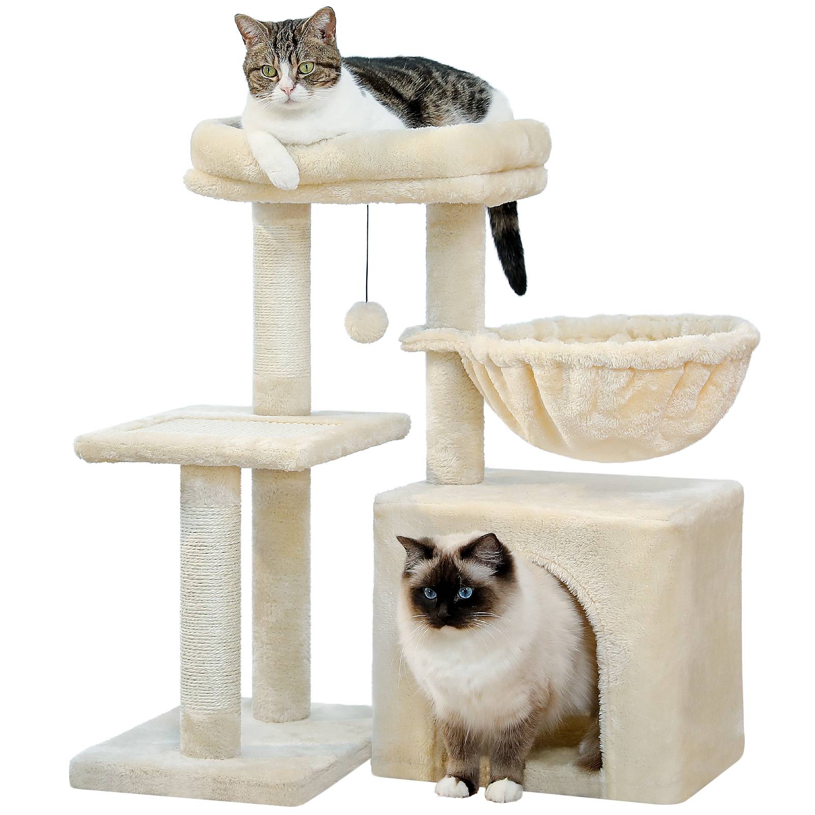 Petit Arbre à Chat 72 cm avec Hamac Beige PAWZ Road - Image 1