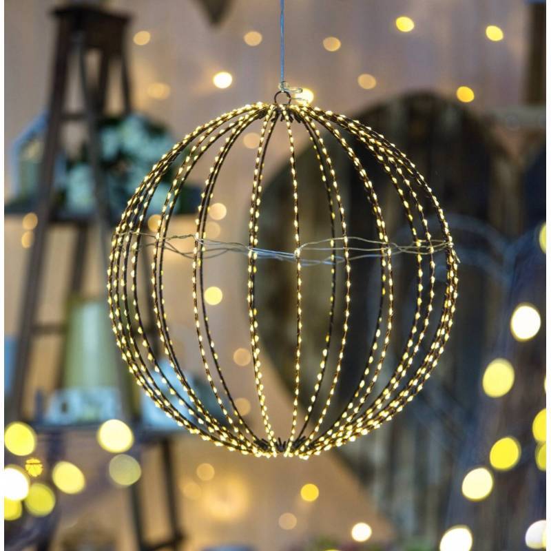 Lotti - Sphère lumineuse 30CM 500 LED blanc chaud fil cuivre structure métal marron Lotti - Imagen 2