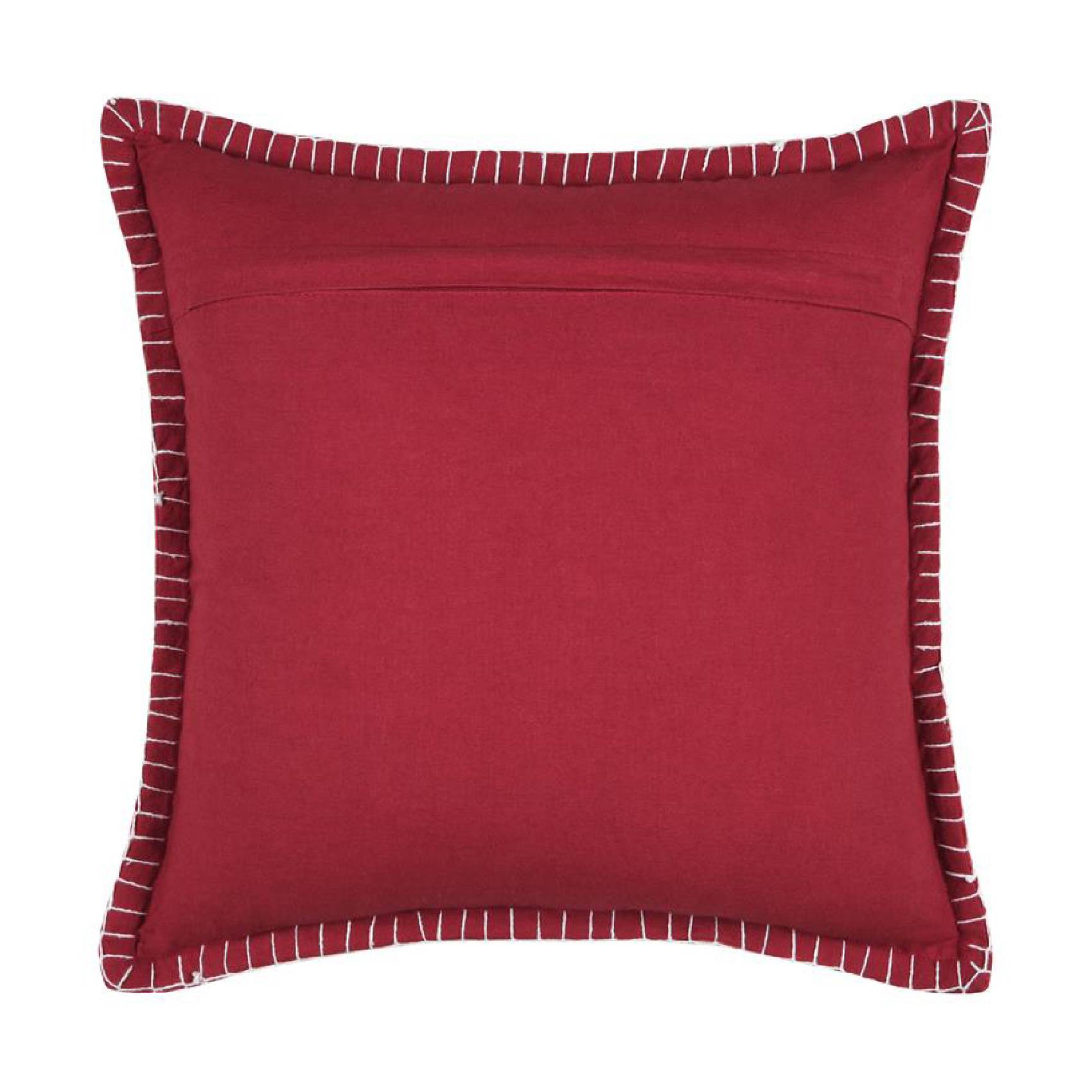 Lovely Casa - Coussin carré "SKI" en velours - LOVELY CASA - Coton - Rouge - Imagen 4