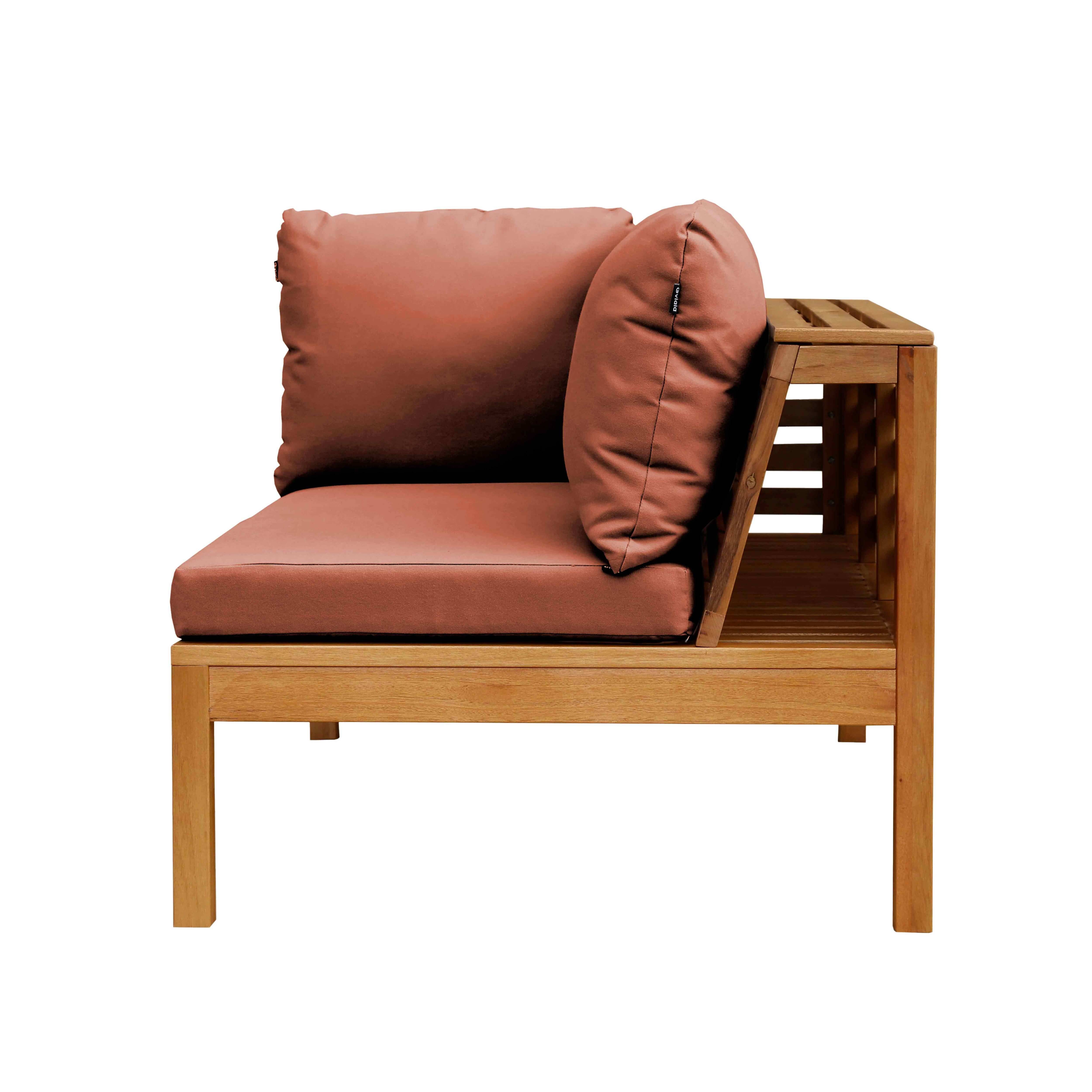 Oviala - Canapé gauche de jardin bas en bois d'eucalyptus terracotta Maupiti - Oviala - Imagen 5