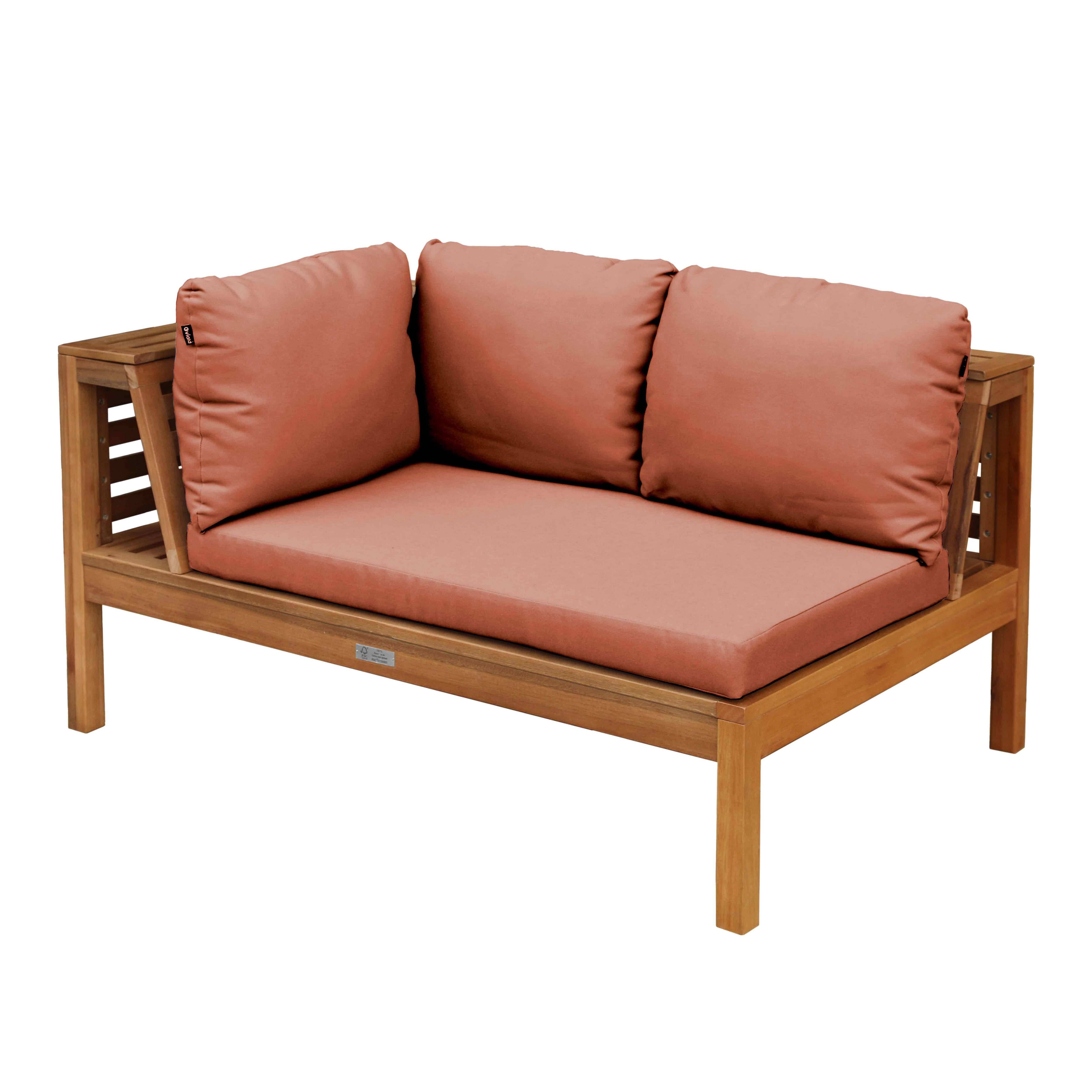 Oviala - Canapé gauche de jardin bas en bois d'eucalyptus terracotta Maupiti - Oviala - Imagen 1