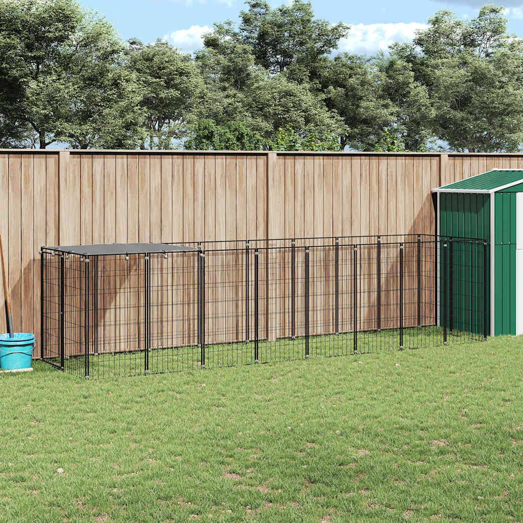 Vidaxl - Chenil Noir 4,84 m² Acier vidaXL 3082200 - Imagen 1
