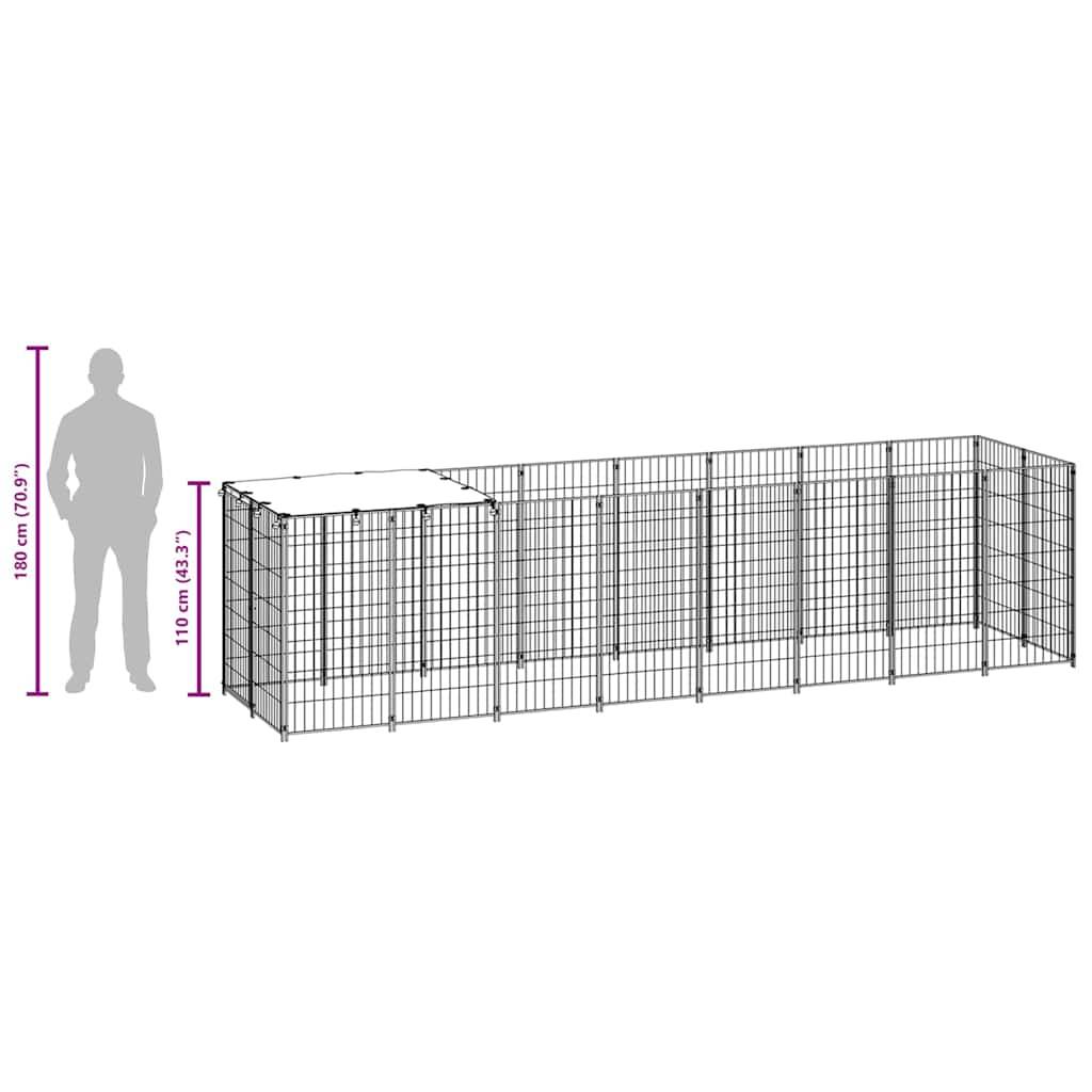 Vidaxl - Chenil Noir 4,84 m² Acier vidaXL 3082200 - Imagen 8
