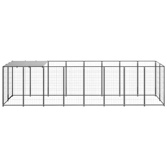 Vidaxl - Chenil Noir 4,84 m² Acier vidaXL 3082200 - Imagen 5