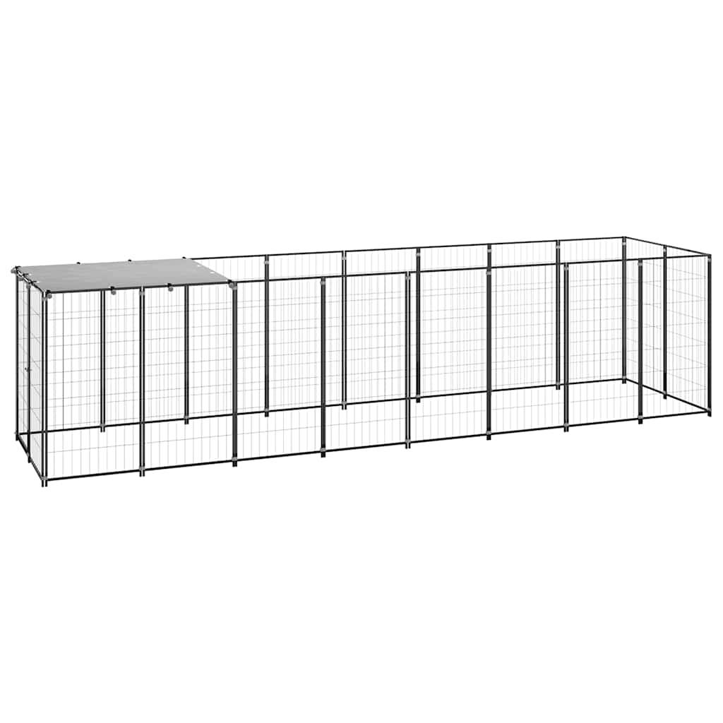Vidaxl - Chenil Noir 4,84 m² Acier vidaXL 3082200 - Imagen 2