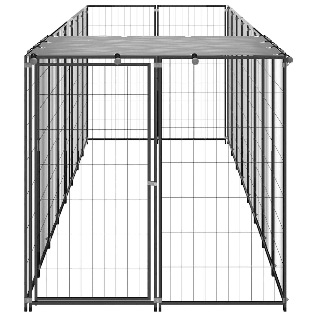Vidaxl - Chenil Noir 4,84 m² Acier vidaXL 3082200 - Imagen 6