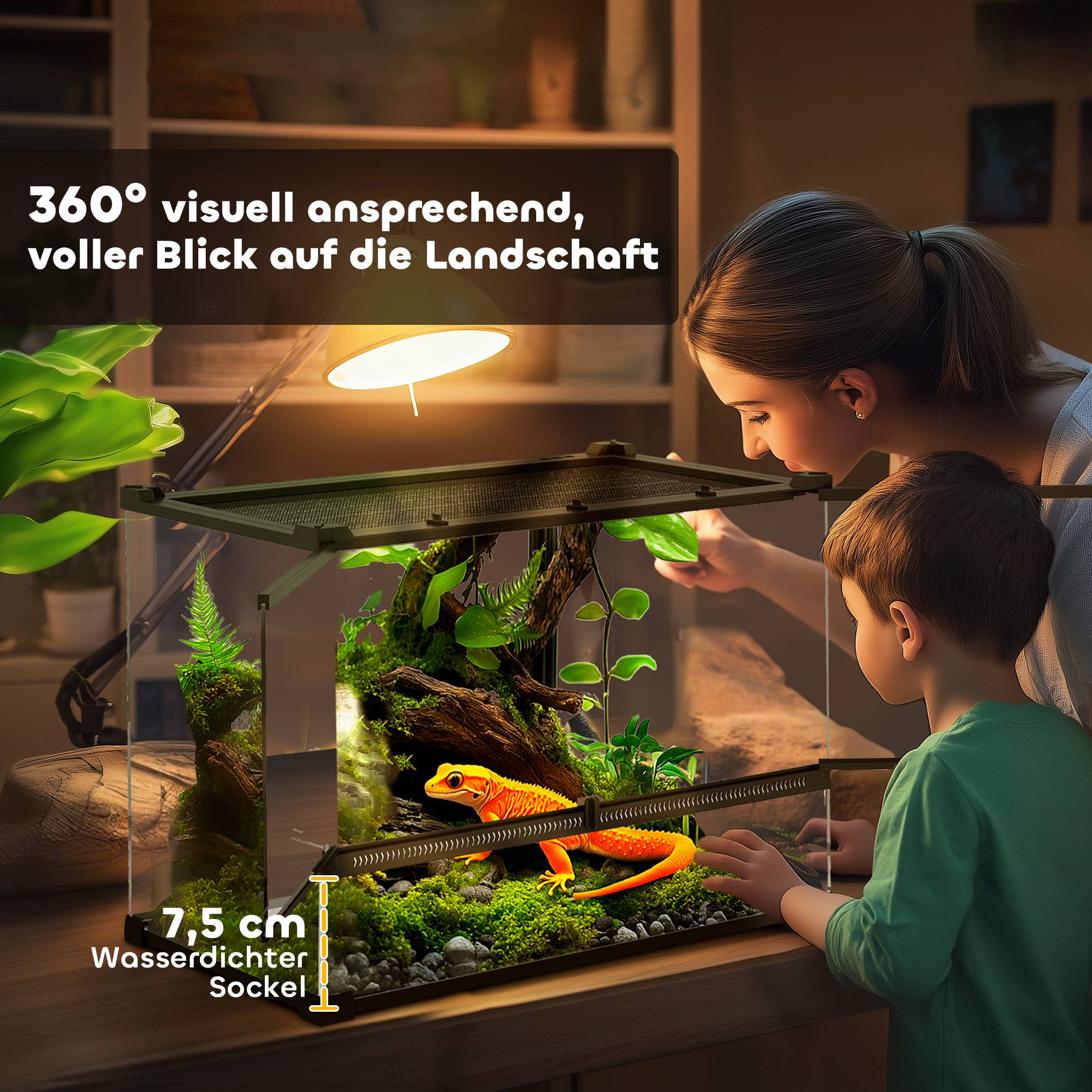 Terrarium en verre pour reptiles, base surélevée et étanche, verrouillage par bouton-poussoir - Image 8