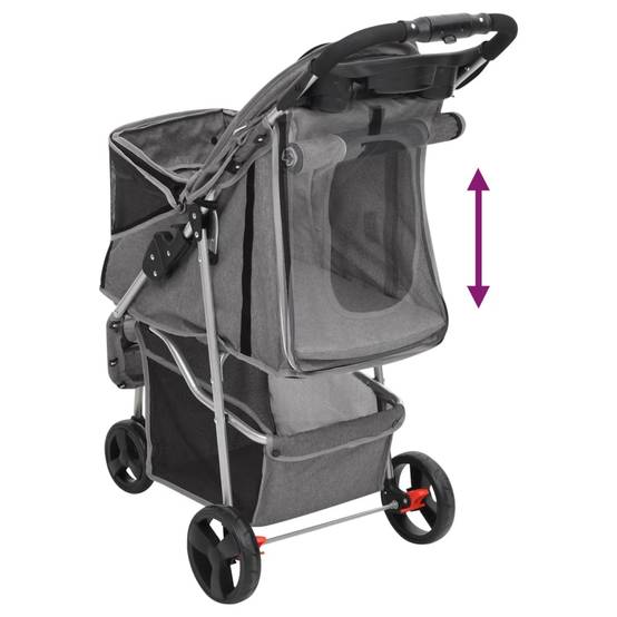 Poussette pour chien acier et tissu gris 80 x 46 x 98 cm - PANGIVO - Image 7