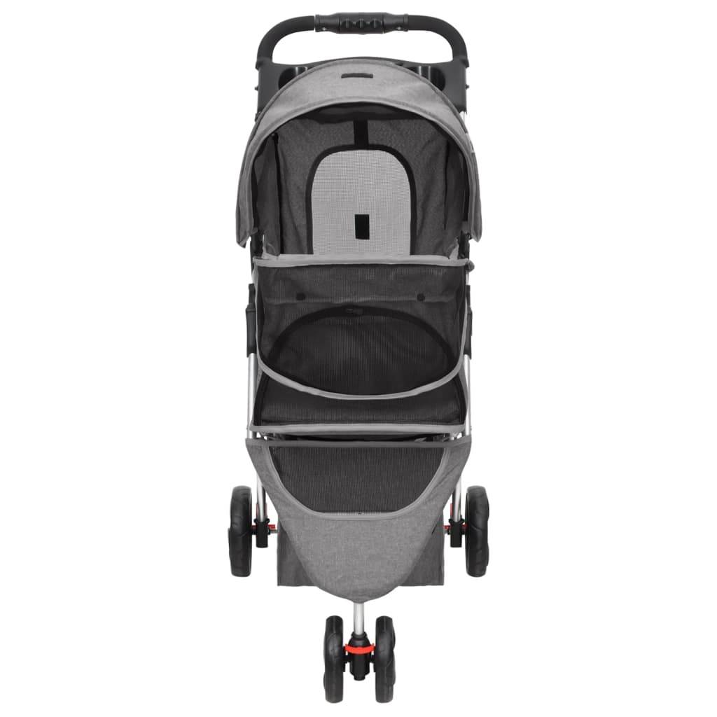 Poussette pour chien acier et tissu gris 80 x 46 x 98 cm - PANGIVO - Image 4