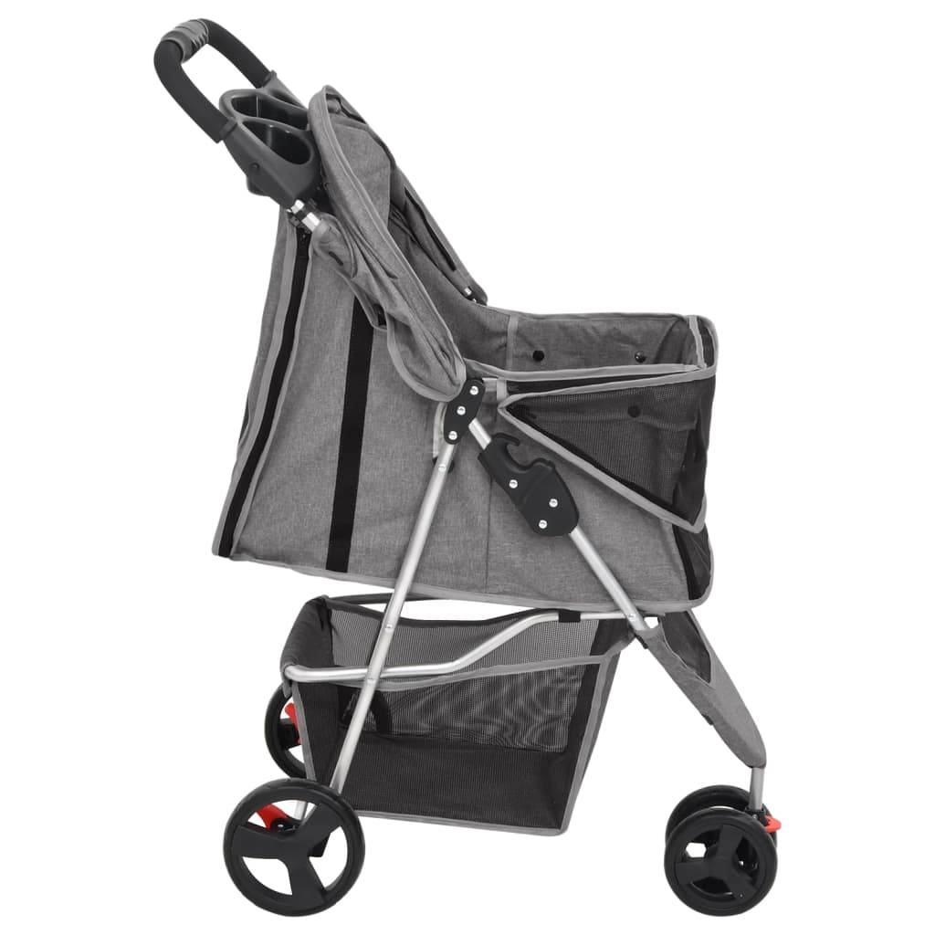 Poussette pour chien acier et tissu gris 80 x 46 x 98 cm - PANGIVO - Image 5