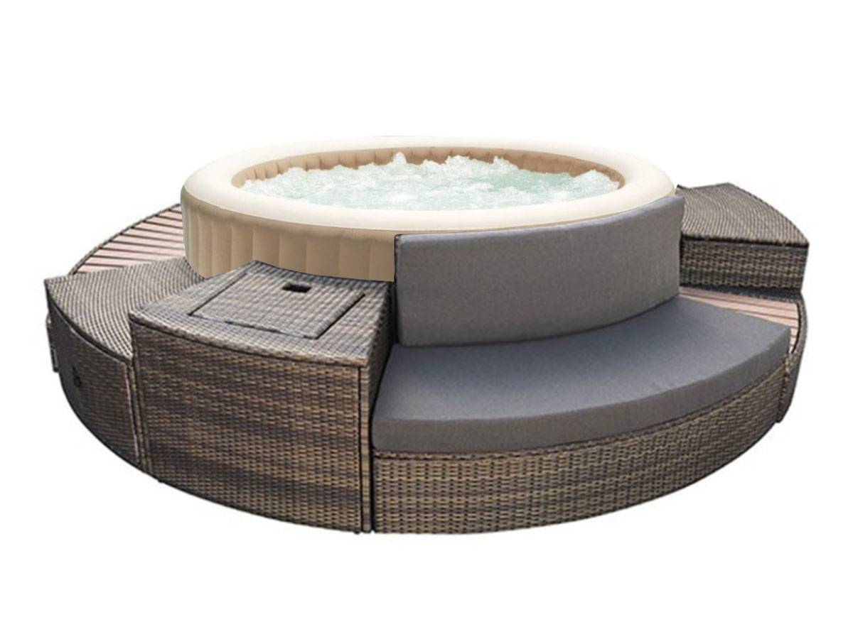 Pack spa gonflable Intex PureSpa Olive rond Bulles 4 places + Ensemble mobilier - Imagen 3