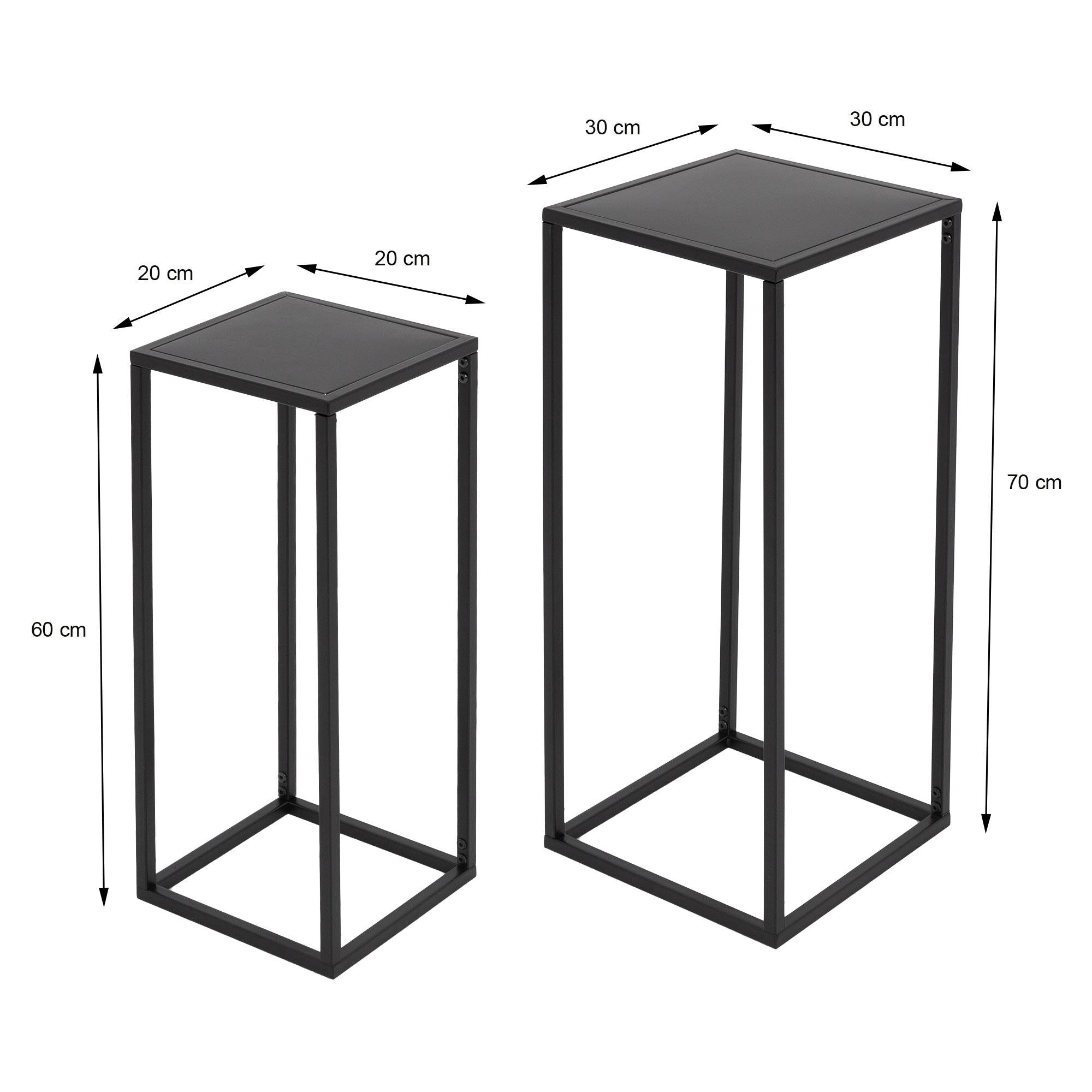 Lot de 2 support pour plantes boîte pot à fleurs métal revêtement en poudre noir - Image 5