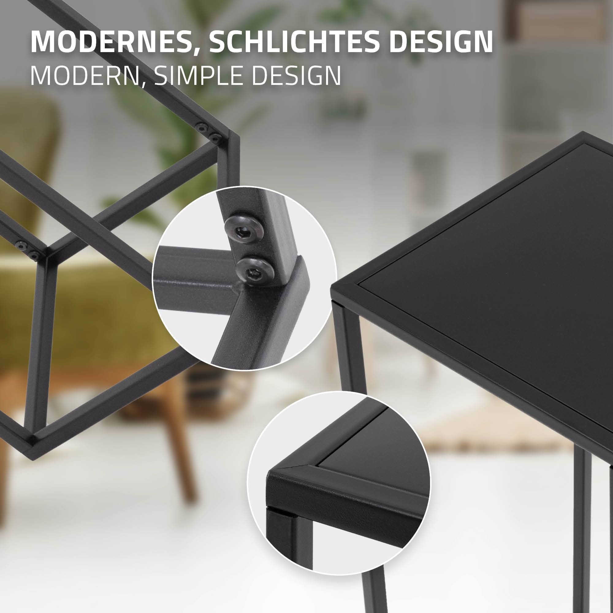 Lot de 2 support pour plantes boîte pot à fleurs métal revêtement en poudre noir - Image 3