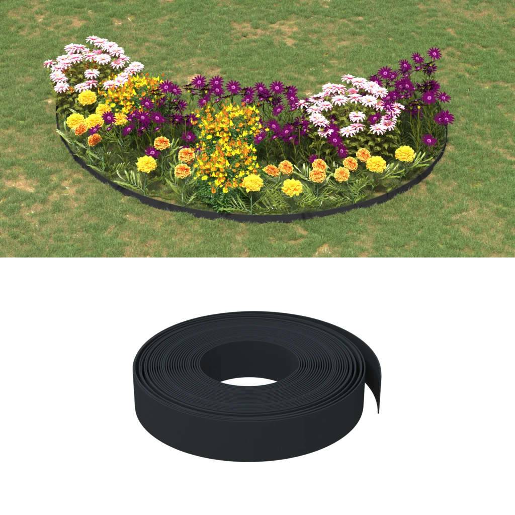 Bordure jardin malléable plastique PE décoration bordures allées 2pcs 10mx10cm noir - ComfortXL Outdoor Living - Image 1