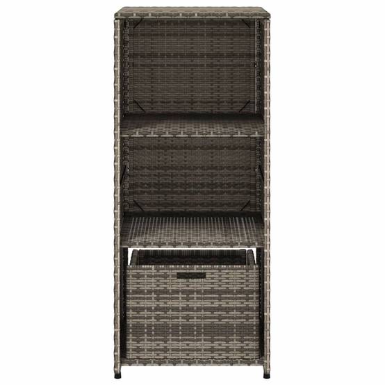 Armoire Extérieur Résine Tressée 2 Étagères 1 Tiroir pour Terrasse Gris 50x55x115 cm – ComfortXL Outdoor Living - Image 7
