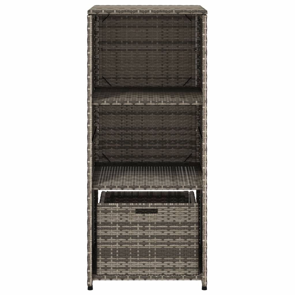 Armoire Extérieur Résine Tressée 2 Étagères 1 Tiroir pour Terrasse Gris 50x55x115 cm – ComfortXL Outdoor Living - Image 7