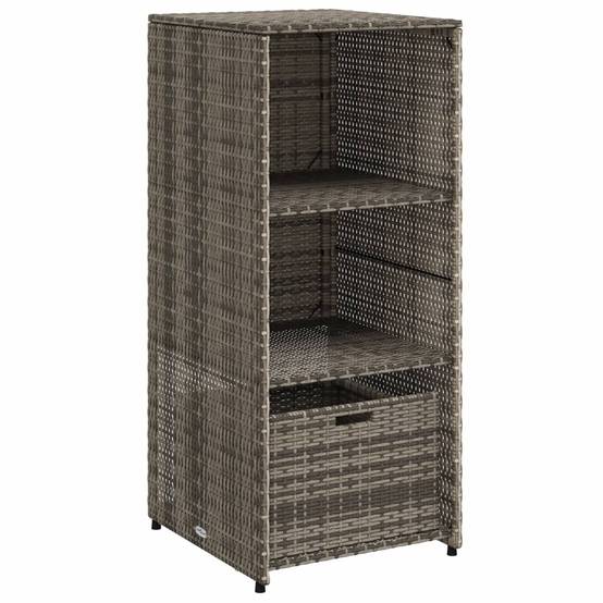 Armoire Extérieur Résine Tressée 2 Étagères 1 Tiroir pour Terrasse Gris 50x55x115 cm – ComfortXL Outdoor Living - Image 2