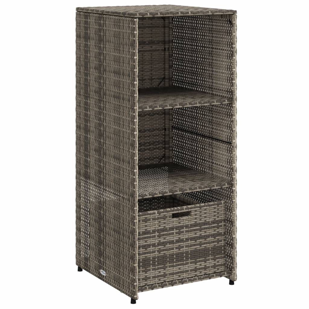 Armoire Extérieur Résine Tressée 2 Étagères 1 Tiroir pour Terrasse Gris 50x55x115 cm – ComfortXL Outdoor Living - Image 2