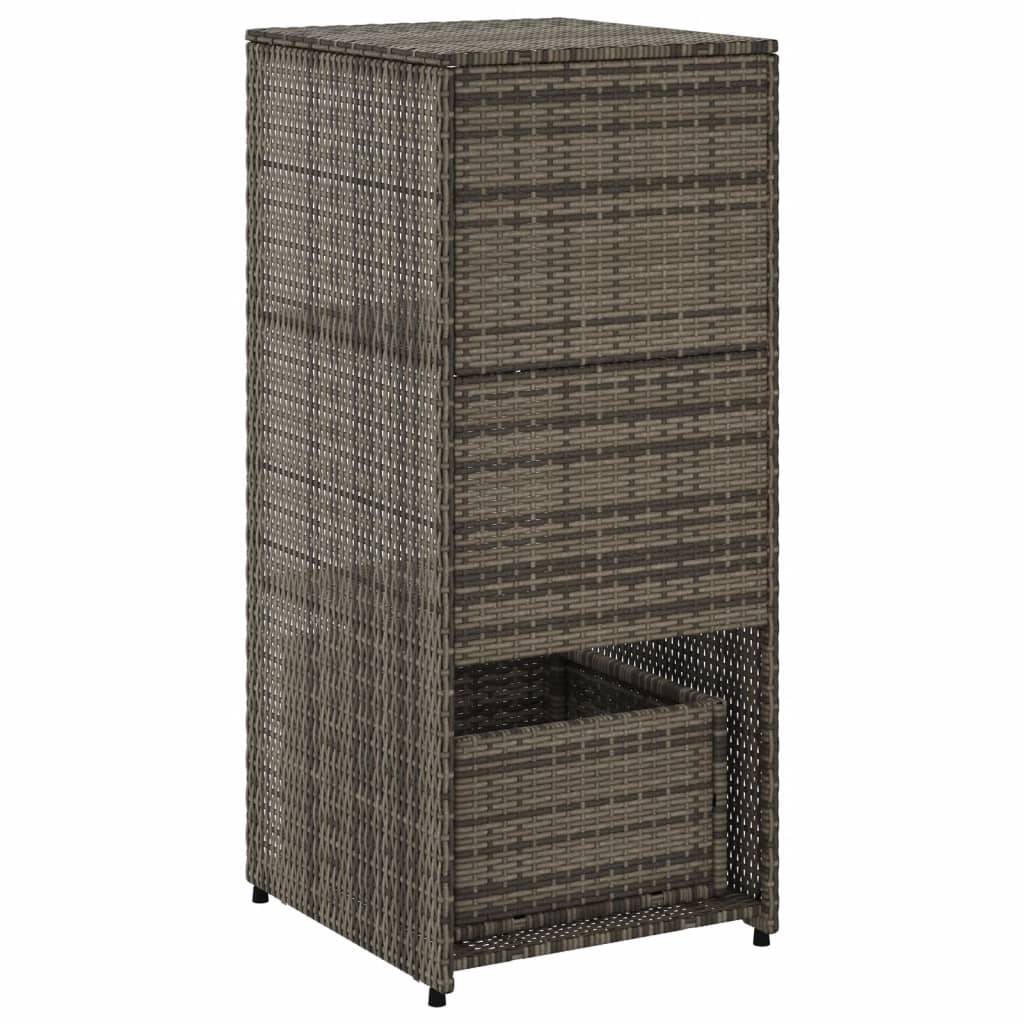 Armoire Extérieur Résine Tressée 2 Étagères 1 Tiroir pour Terrasse Gris 50x55x115 cm – ComfortXL Outdoor Living - Image 9