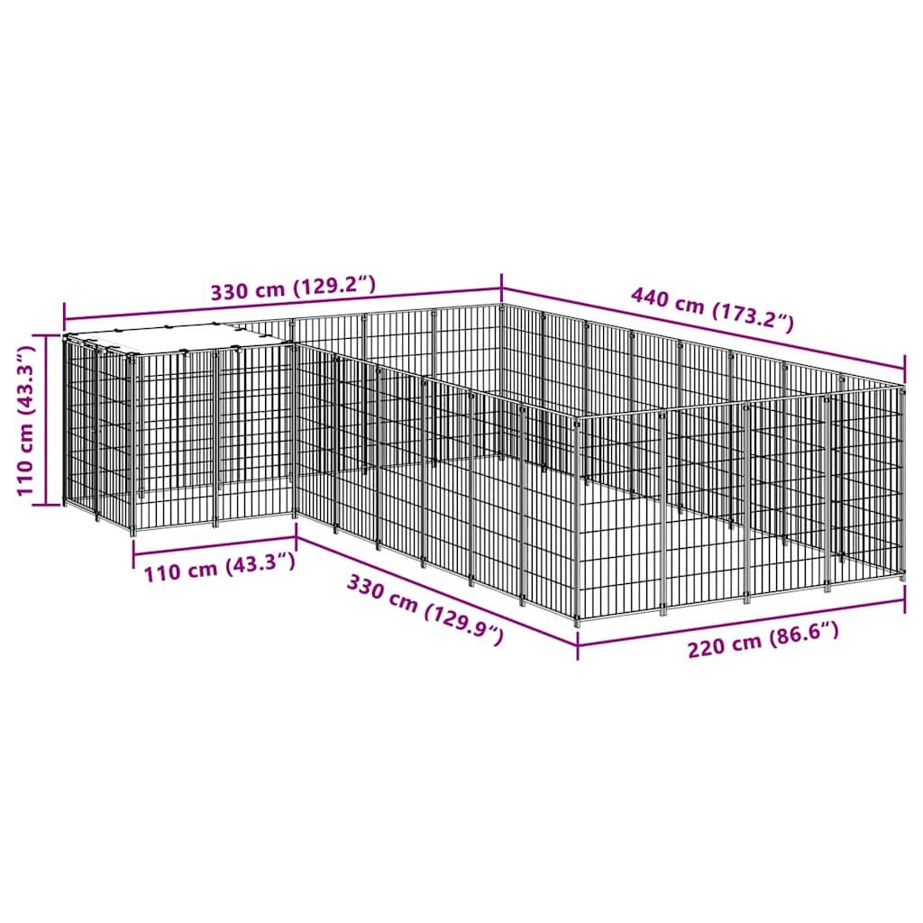 Vidaxl - Chenil Noir 10,89 m² Acier vidaXL 3082226 - Imagen 3