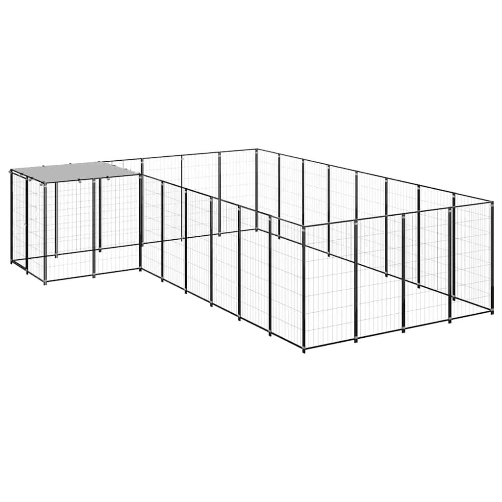 Vidaxl - Chenil Noir 10,89 m² Acier vidaXL 3082226 - Imagen 2