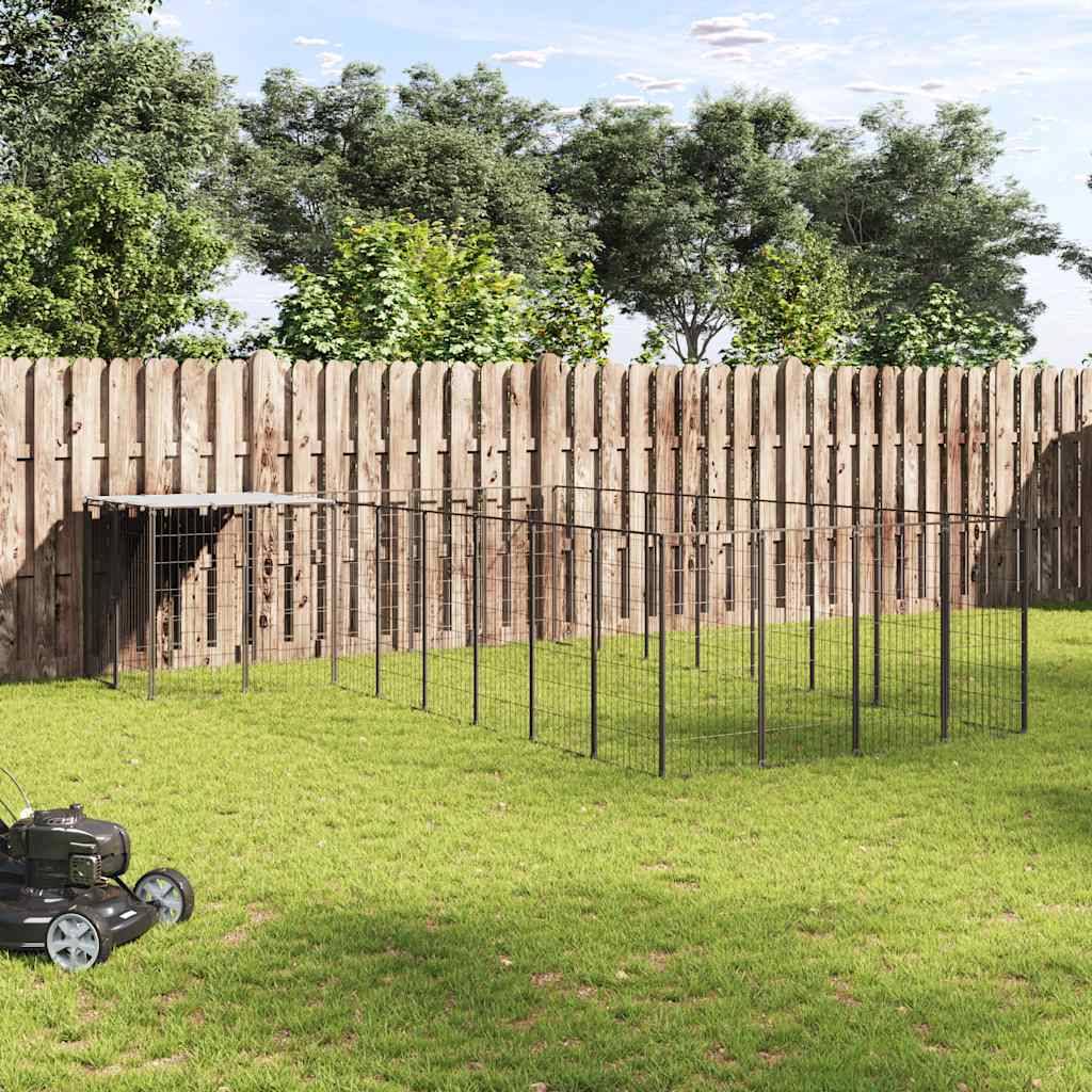 Vidaxl - Chenil Noir 10,89 m² Acier vidaXL 3082226 - Imagen 1
