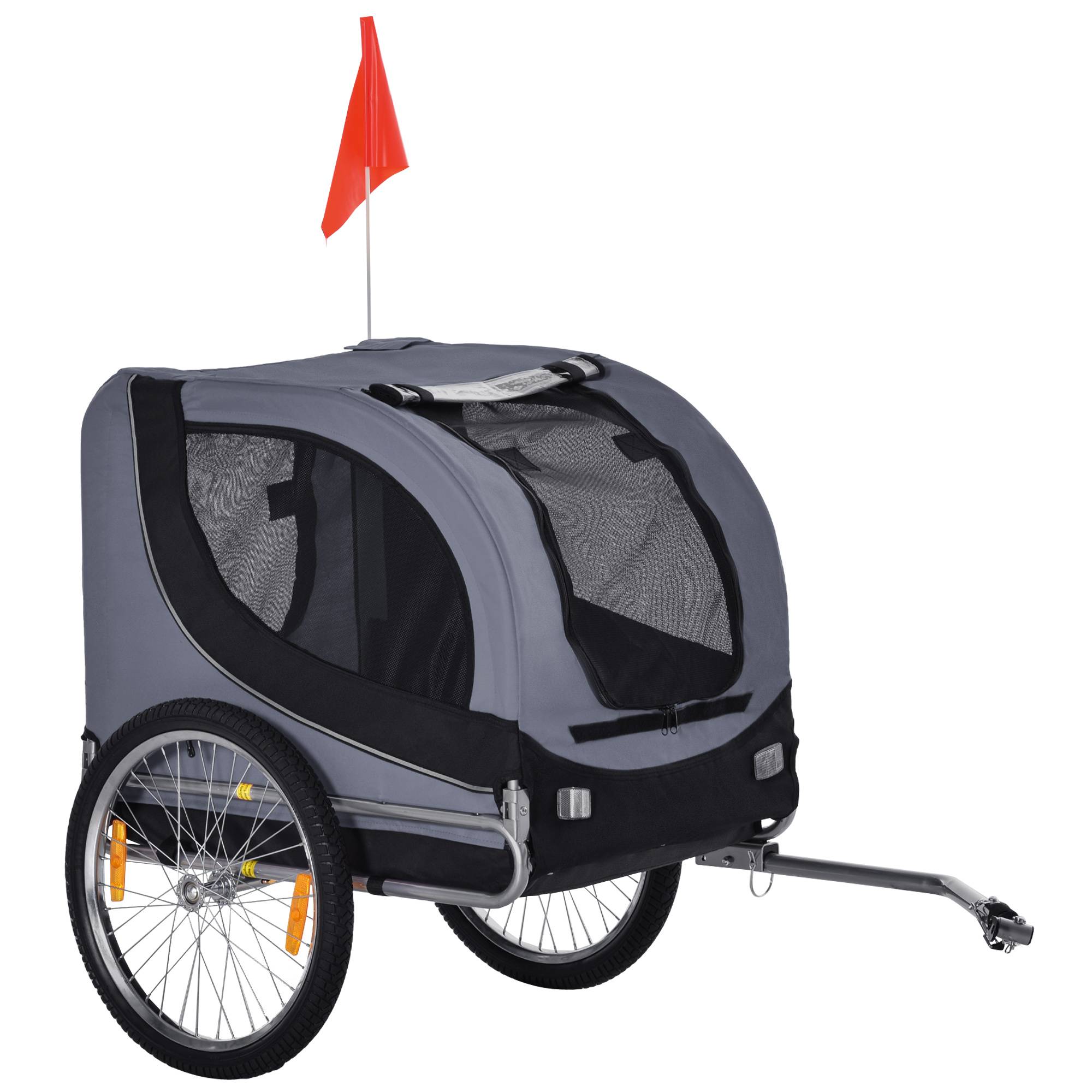 Remorque de vélo pour chien, transporteur animal gris-noir, 130x73x90cm, pour sorties sécurisées avec votre chien - Image 1
