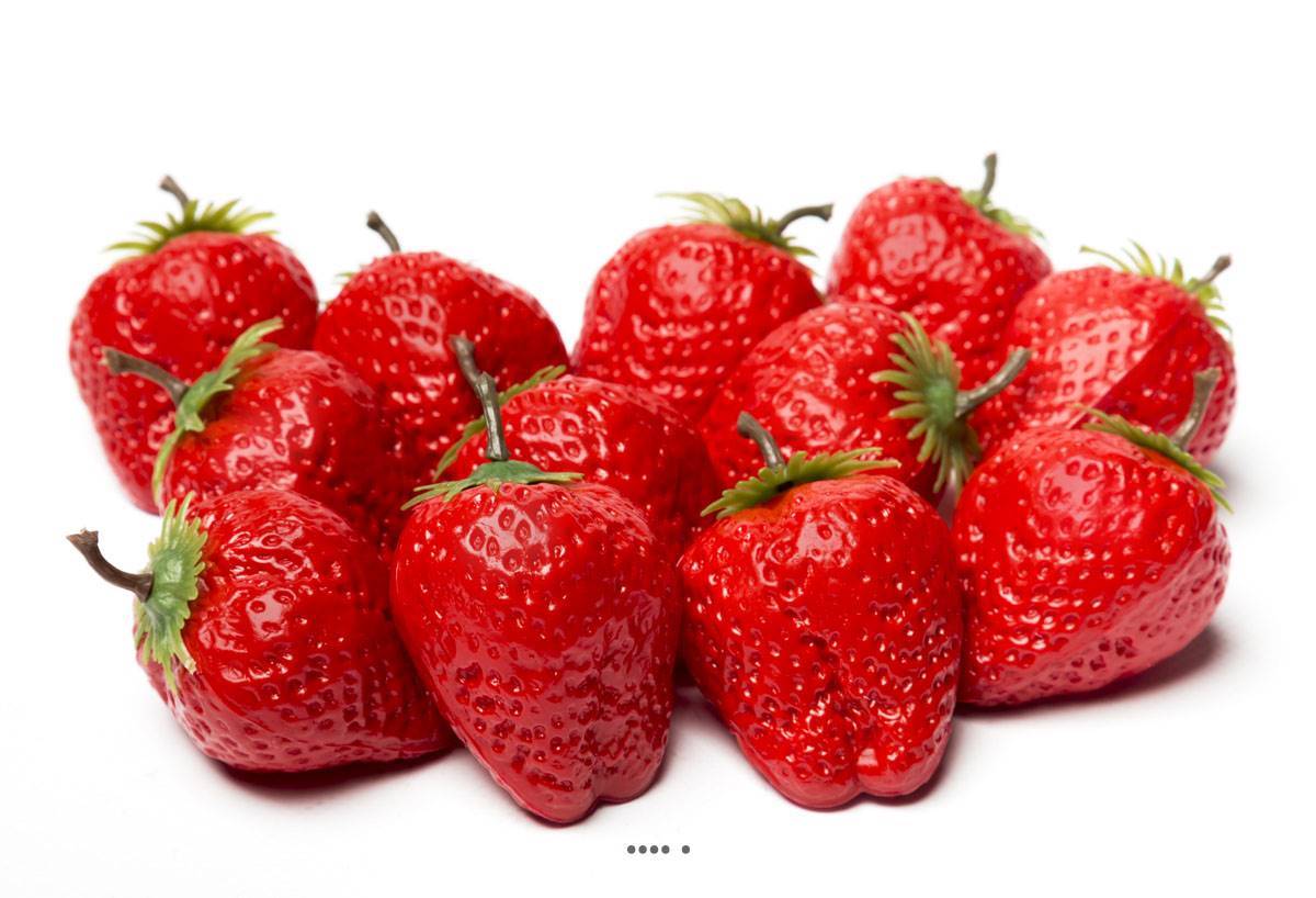 Artificielles - Fraise artificielle rouge en lot de 12 en Plastique soufflé H 50 mm - Imagen 1