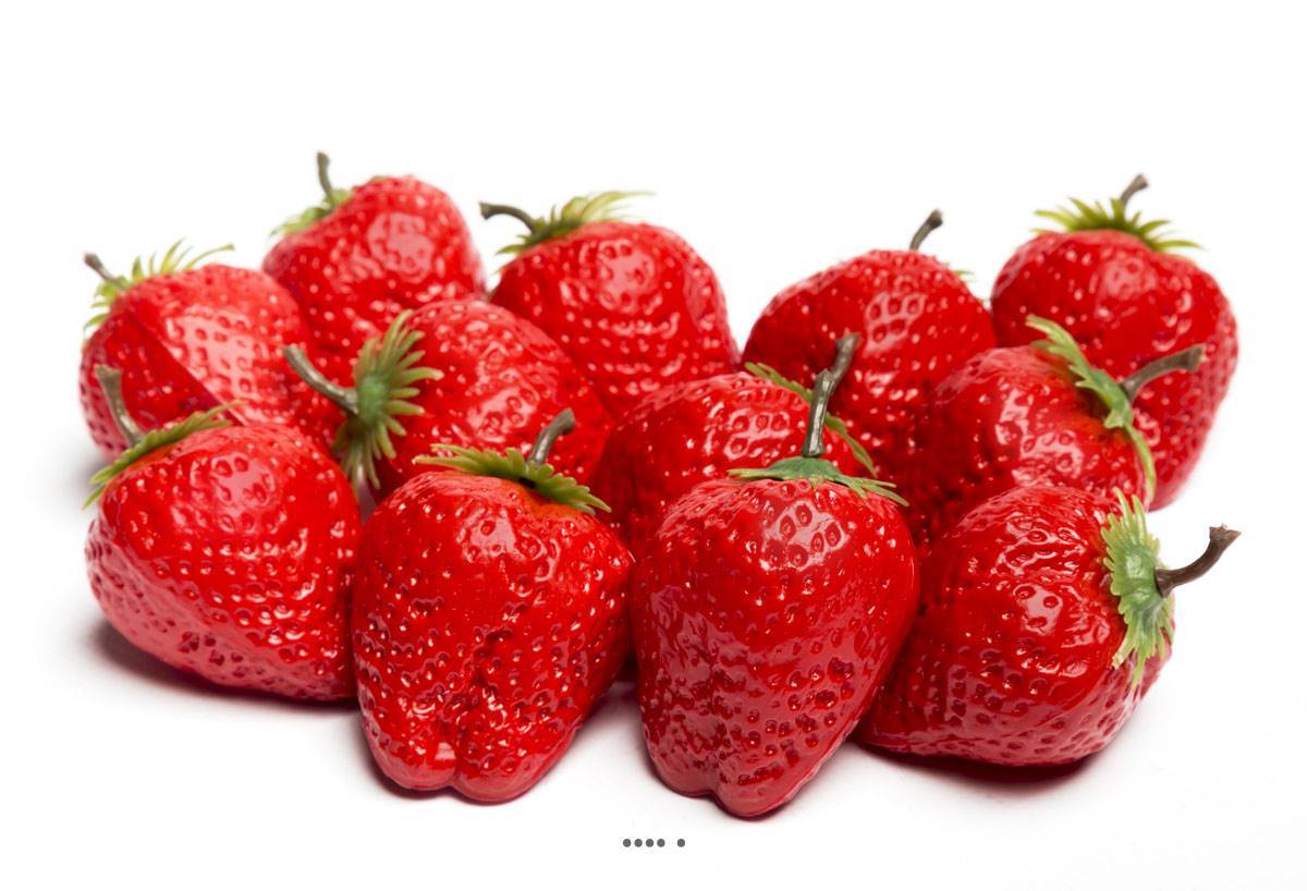 Artificielles - Fraise artificielle rouge en lot de 12 en Plastique soufflé H 50 mm - Imagen 2
