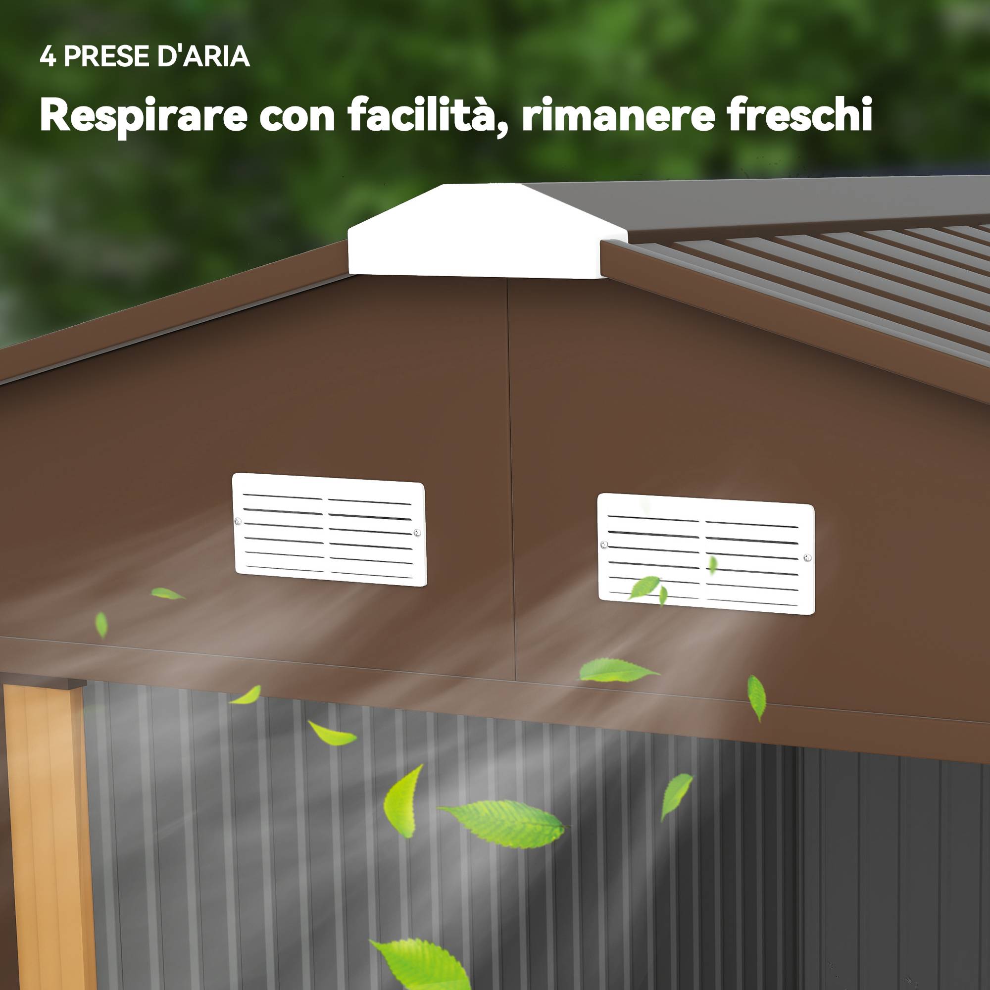 Abri jardin 2 portes coulissantes 4 aérations acier 340x386x200 cm rangement outils grand volume sécurisé jardin métal jaune - Image 9