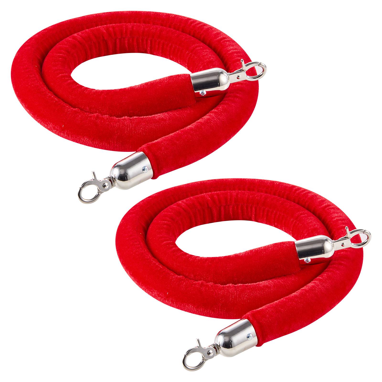 Vevor - VEVOR Cordon pour Poteau de Guidage en Velours Rouge 2PCs 1,5 m Crochet Argenté