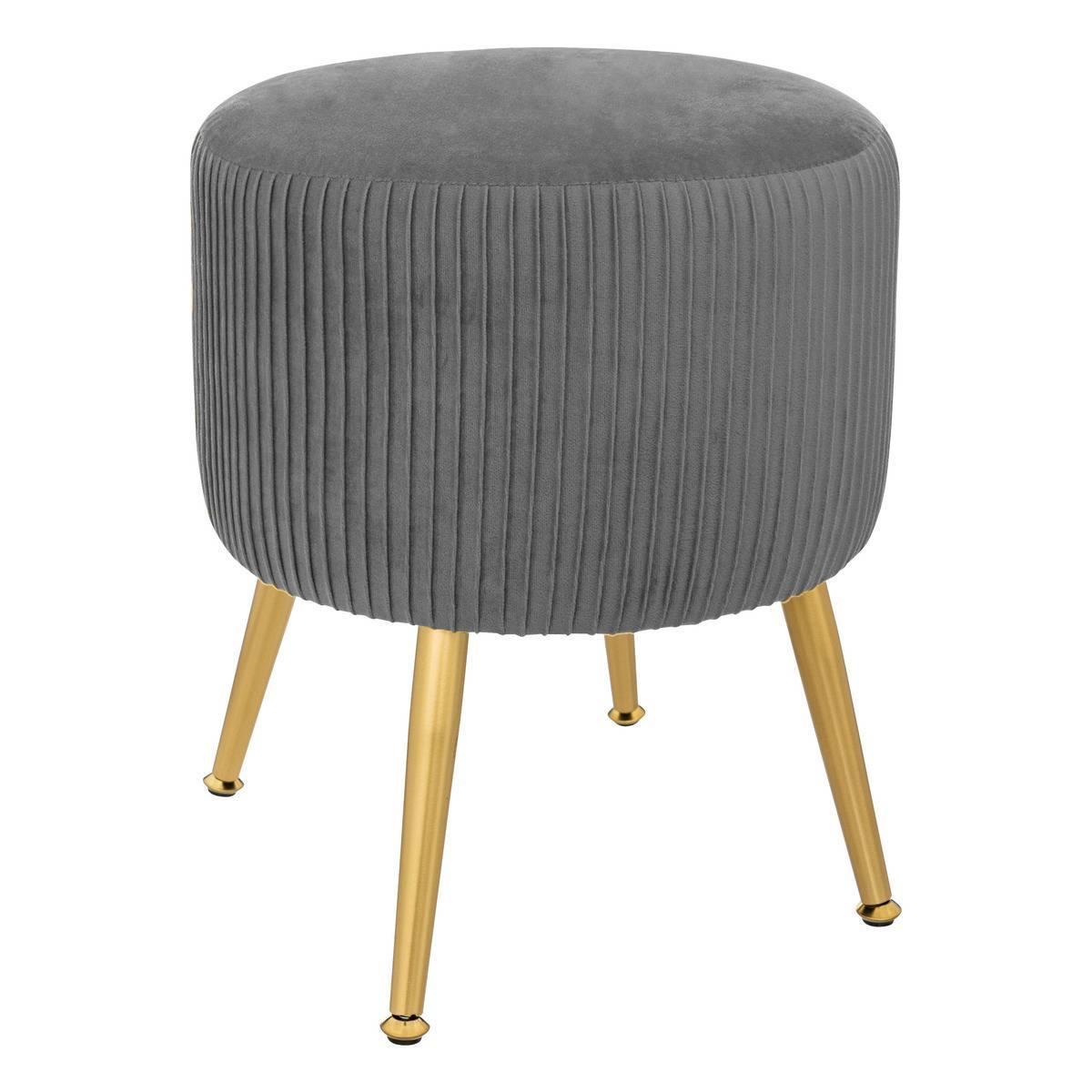 Atmosphera - Tabouret "Solaro" velours plissé gris - Atmosphera Créateur d'intérieur - Imagen 1