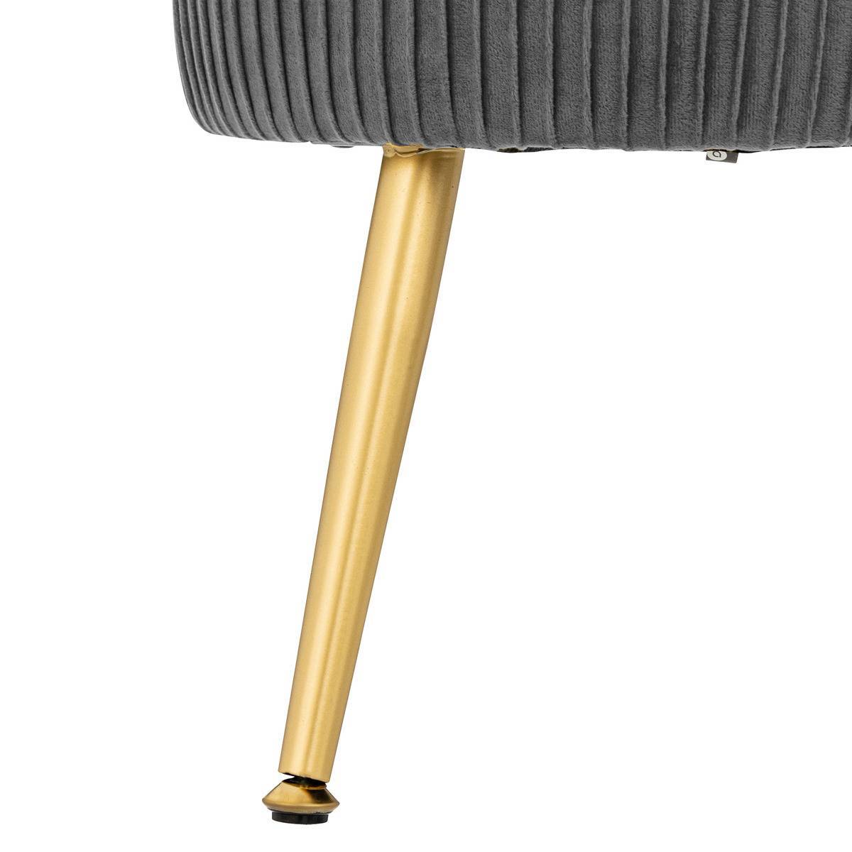 Atmosphera - Tabouret "Solaro" velours plissé gris - Atmosphera Créateur d'intérieur - Image 2