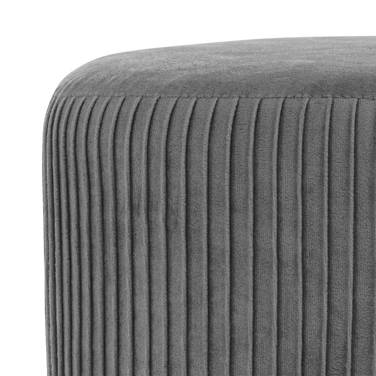Atmosphera - Tabouret "Solaro" velours plissé gris - Atmosphera Créateur d'intérieur - Image 3