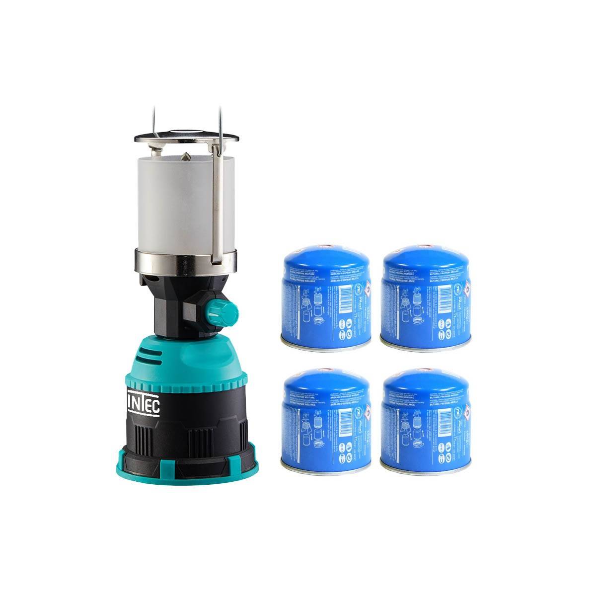 Lampe à gaz 450W Piezo Coque ABS + 4 cartouches de gaz 190gr Butane INTEC - Imagen 1