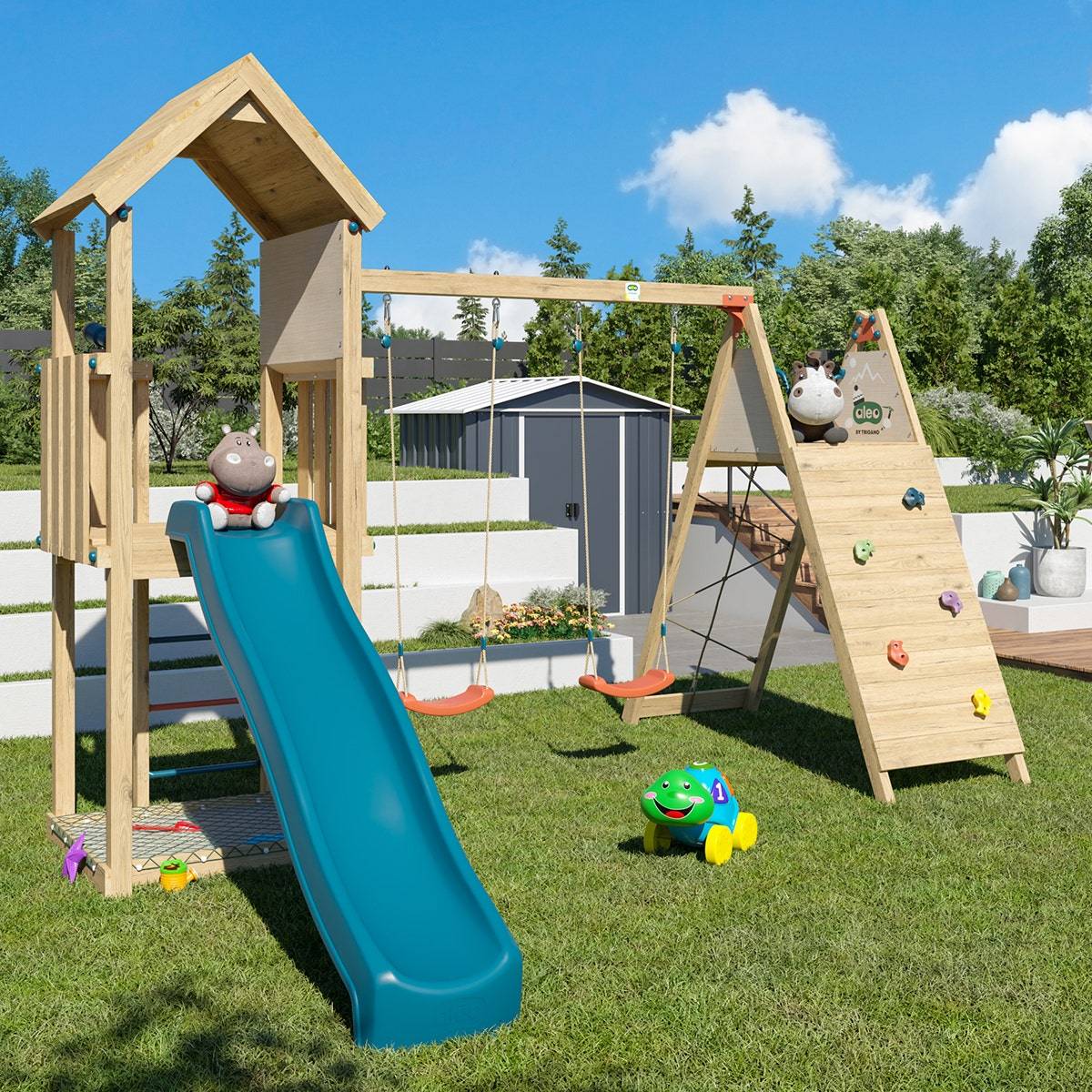Aire de jeux bois 2,20 m OLYMPIA XPLORER 2 - 9 enfants - Image 7