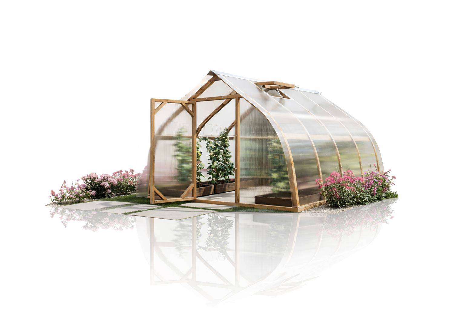 Serre en bois 18m² Norhage Tre 300 - Polycarbonate 16mm - Image 1