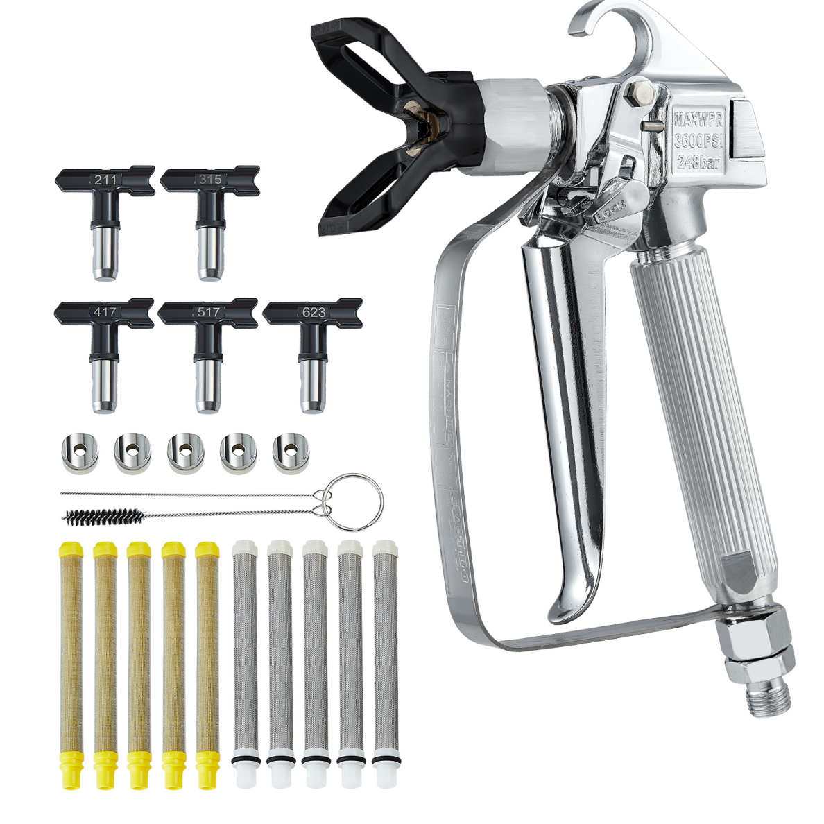 Vevor - VEVOR Pistolet pulvérisateur peinture sans air, 248 bar, 5 embouts. - Image 1