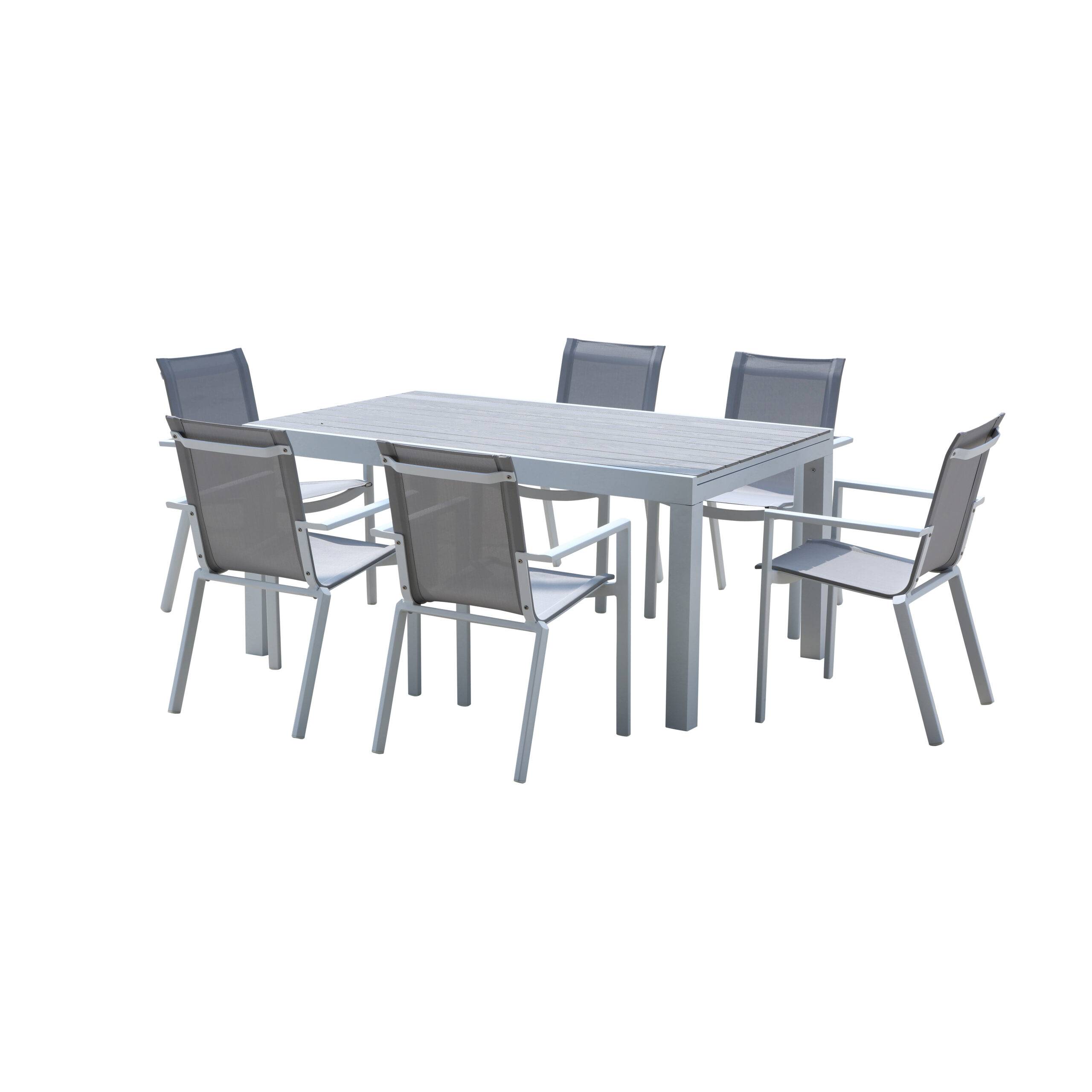 Wilsa Garden - Ensemble de jardin aluminium 6/10 places extensible TULUM avec 6 fauteuils - Imagen 2