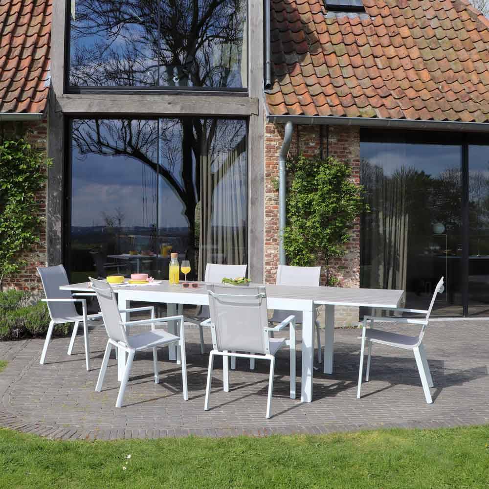 Wilsa Garden - Ensemble de jardin aluminium 6/10 places extensible TULUM avec 6 fauteuils - Imagen 1