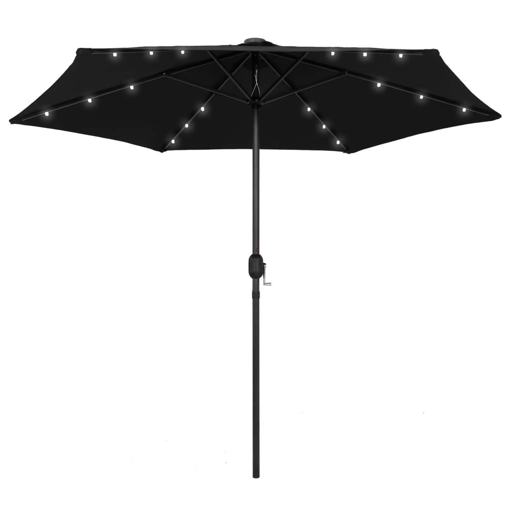 Helloshop26 - Parasol avec led et mât en aluminium 270 cm noir - Imagen 1