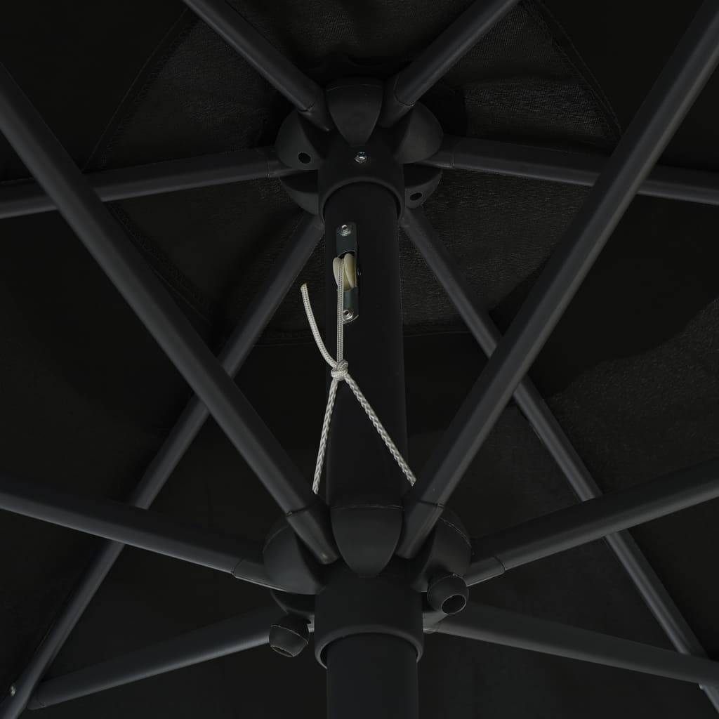 Helloshop26 - Parasol avec led et mât en aluminium 270 cm noir - Imagen 5